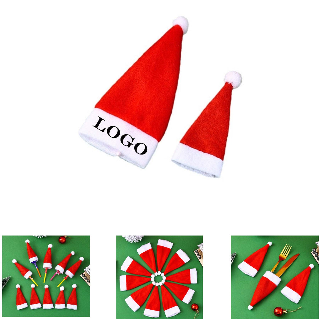 Red And White Mini Christmas Decorative Hat Knife And Fork Set