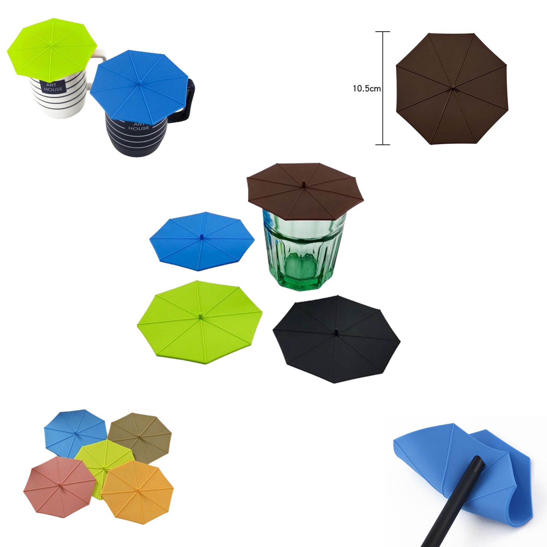 Umbrella Shaped Sealed Silicone Mug Lid