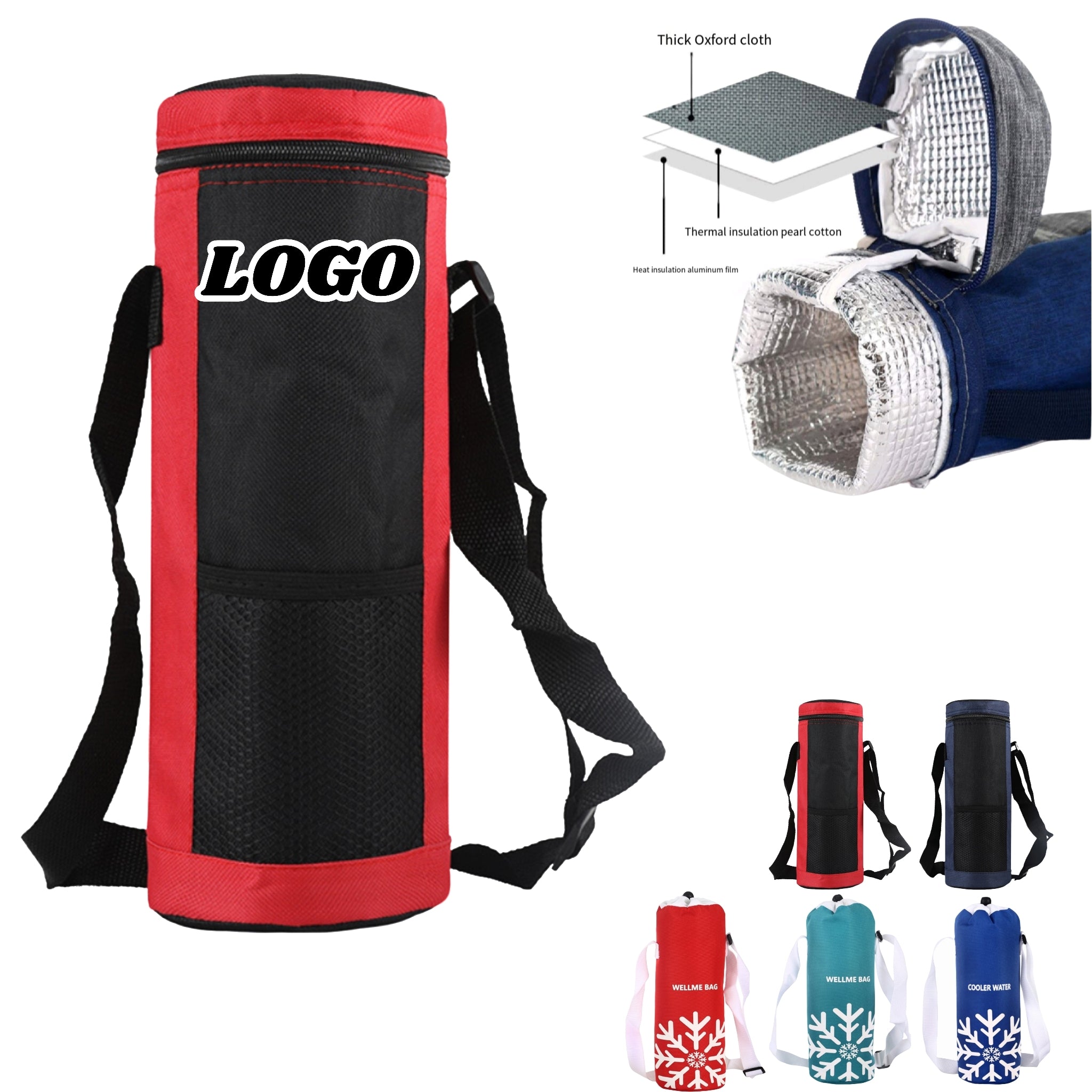 Insulated Aluminum Foil Crossbody Bottle Cup Holder