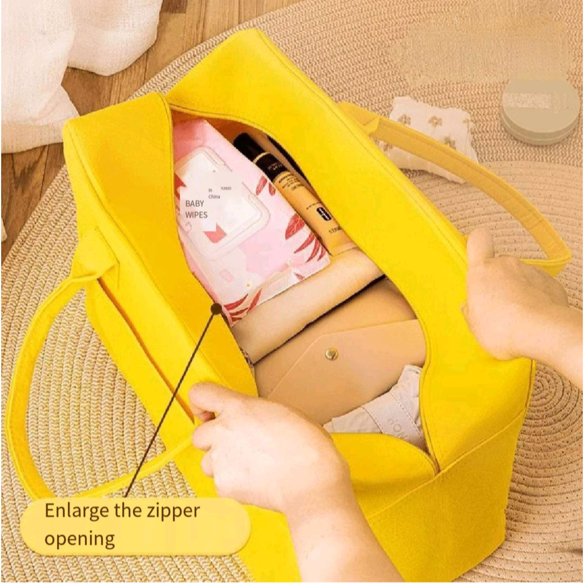 Large Capacity Felt Cartoon Travel Organizer Tote Bag