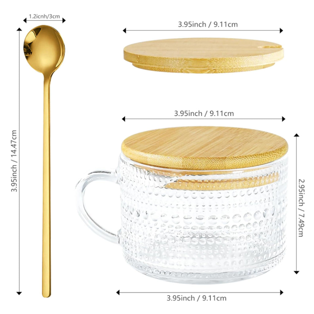 14Oz Embossed Glass Iced Coffee Mugs Cups