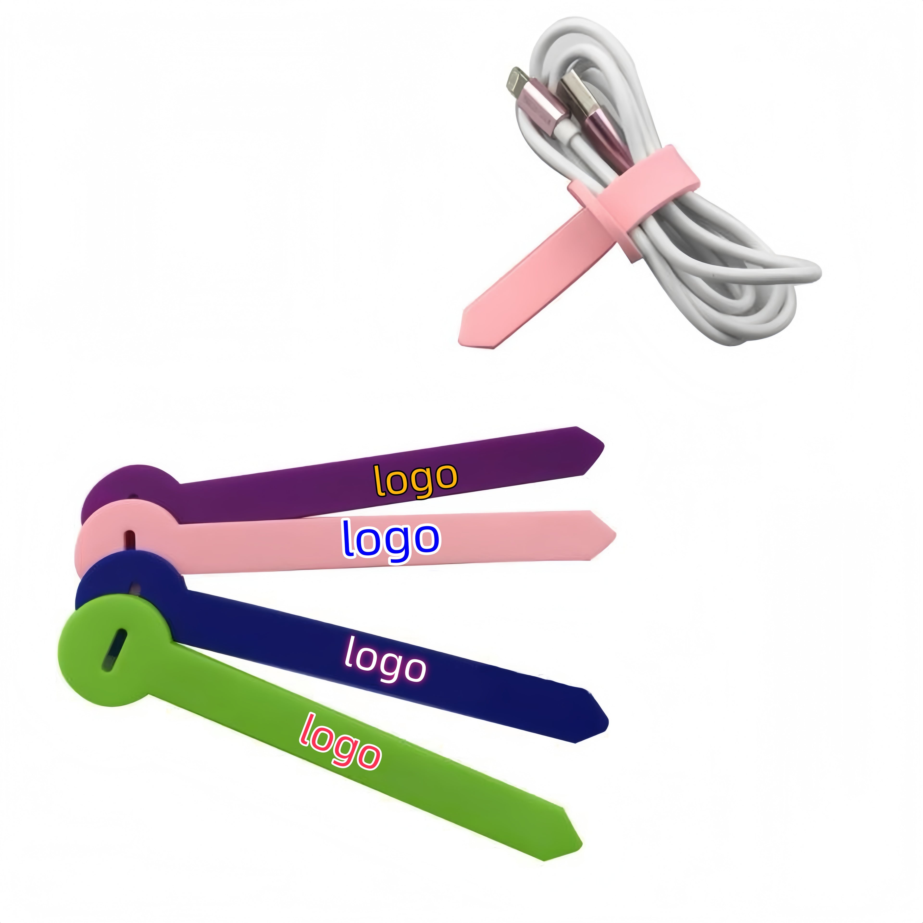 Custom Made Rubber Cable Tie Reusable Silicone Holder Strap Organizer Management