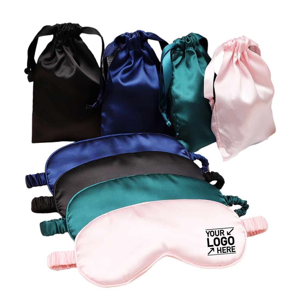 Satin Fabric Sleep Eye Mask With Pouch