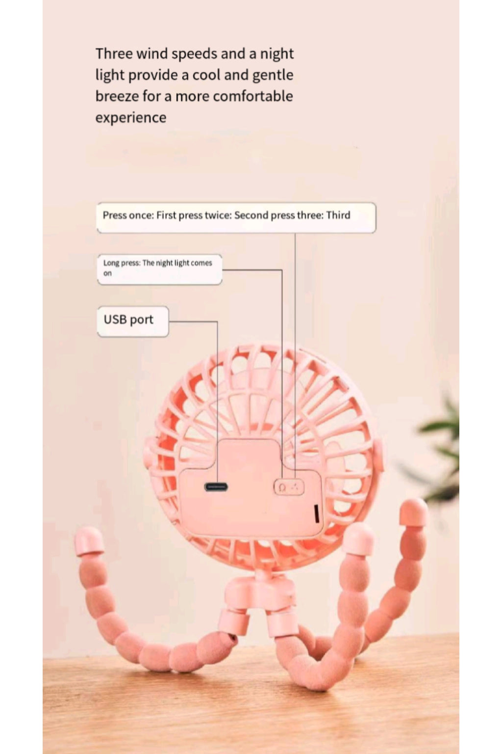 USB Charged Lithium Battery Octopus Mini Fan