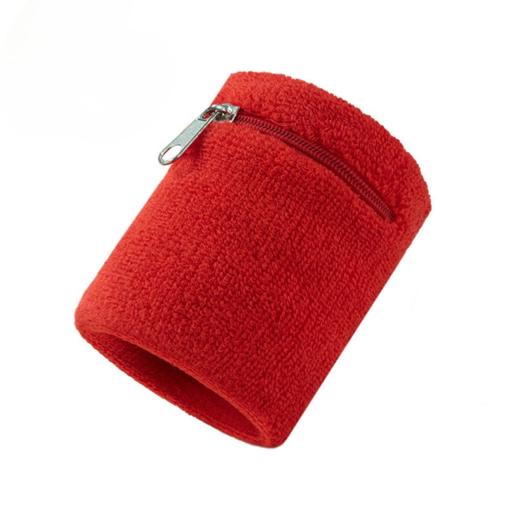 Zipper Sweat Wristband Pocket Tennis Gym Support