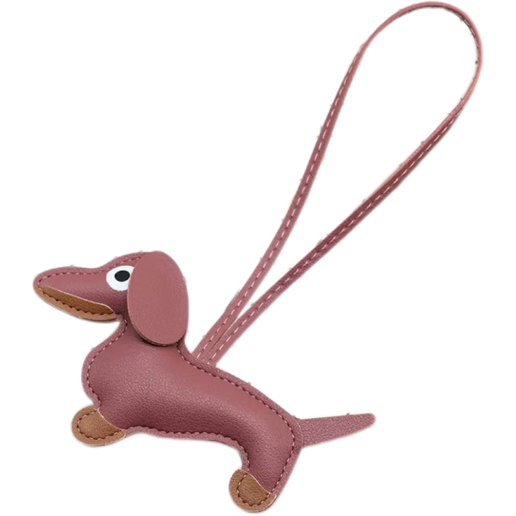 PU Leather Dachshund Keychain Bag Charm Car Ornament