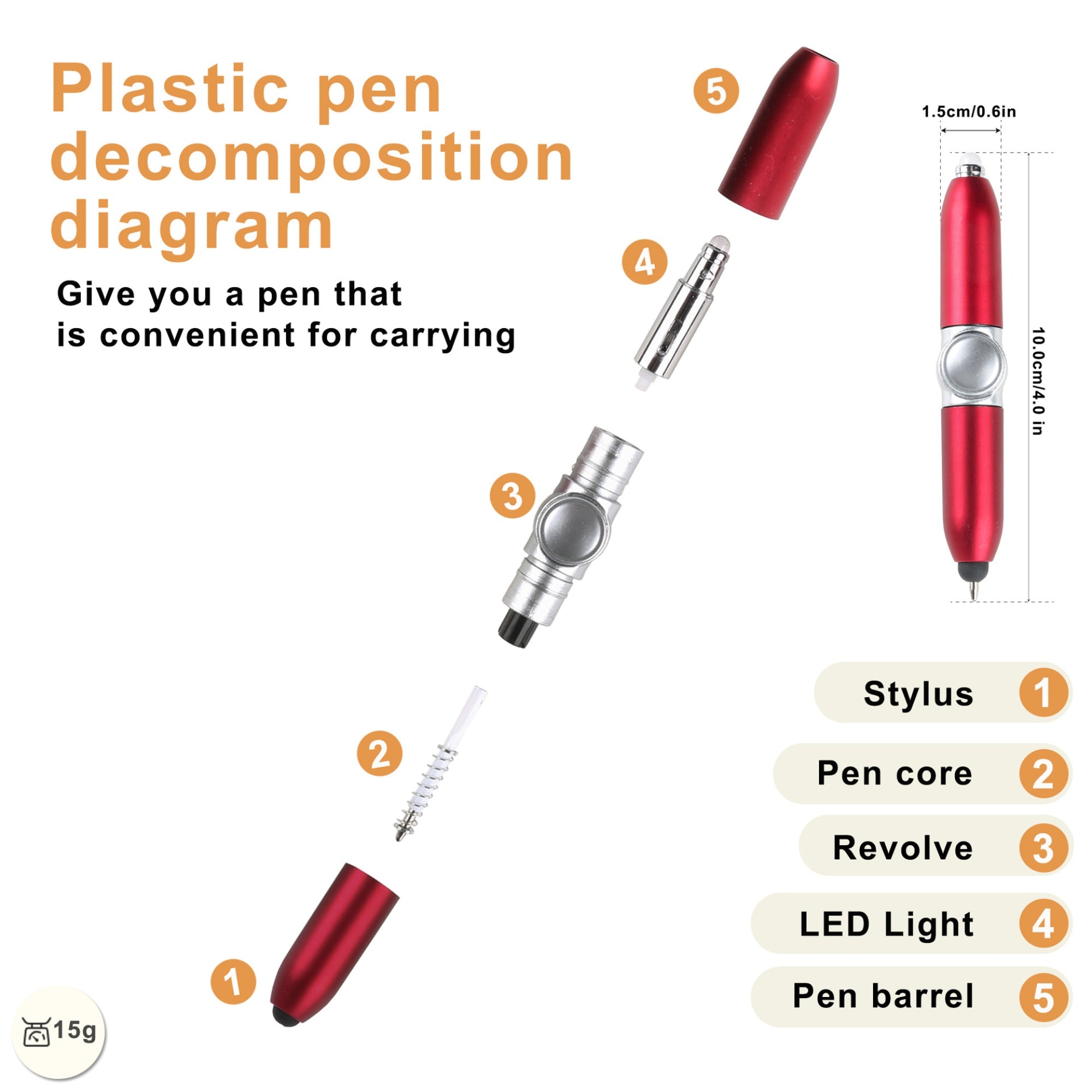 Fingertip Gyro Ball Point Pen With LED Light