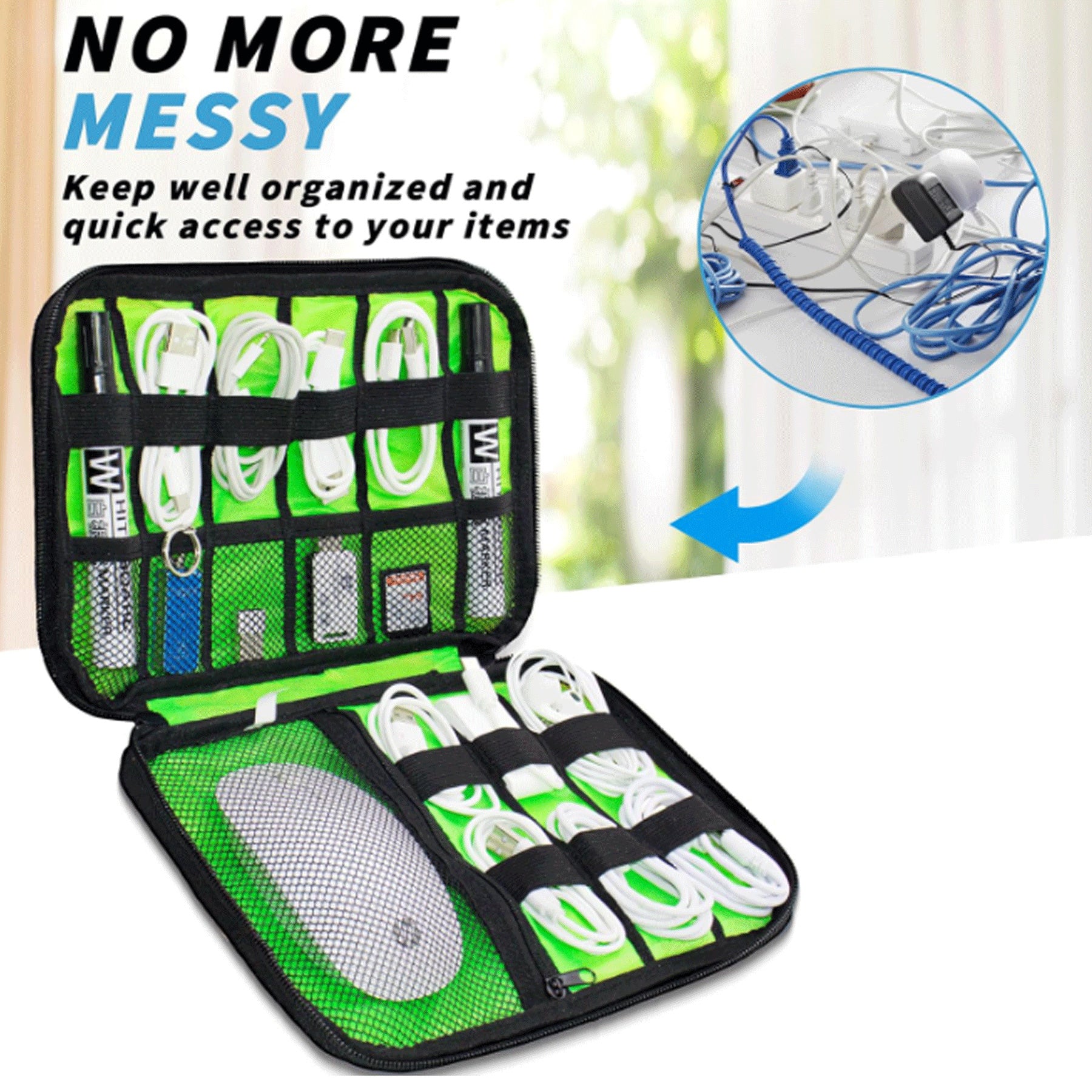 Portable Cable Organizer Travel Bag