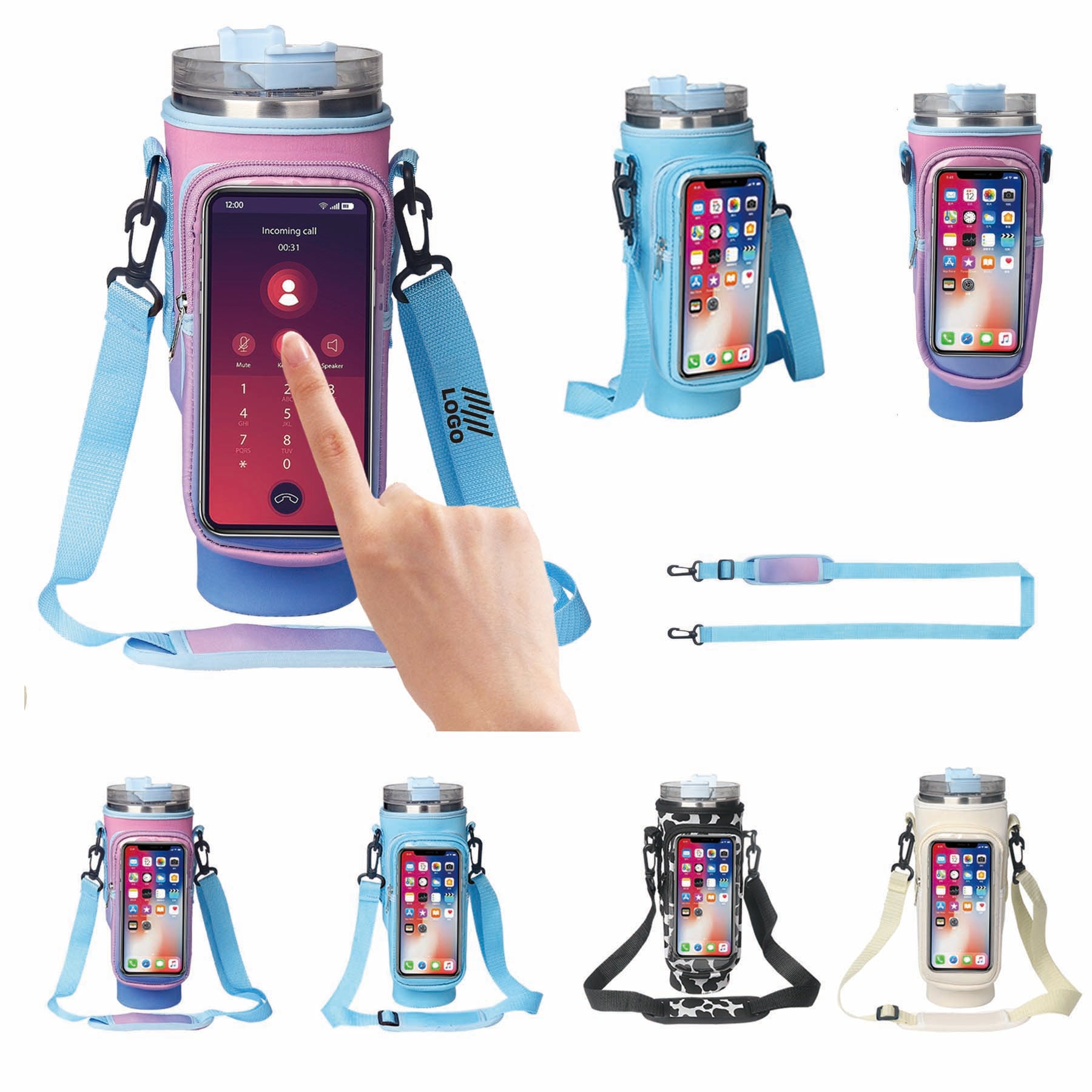 Water Bottle Holder Bag with Pocket