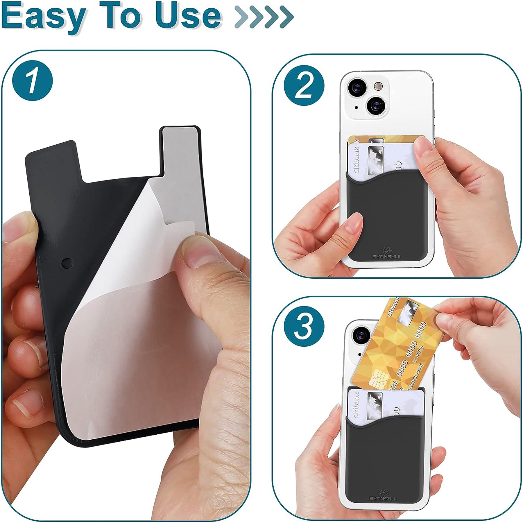 Silicone Phone Wallet W/ Custom Imprint Adhesive Card Holder