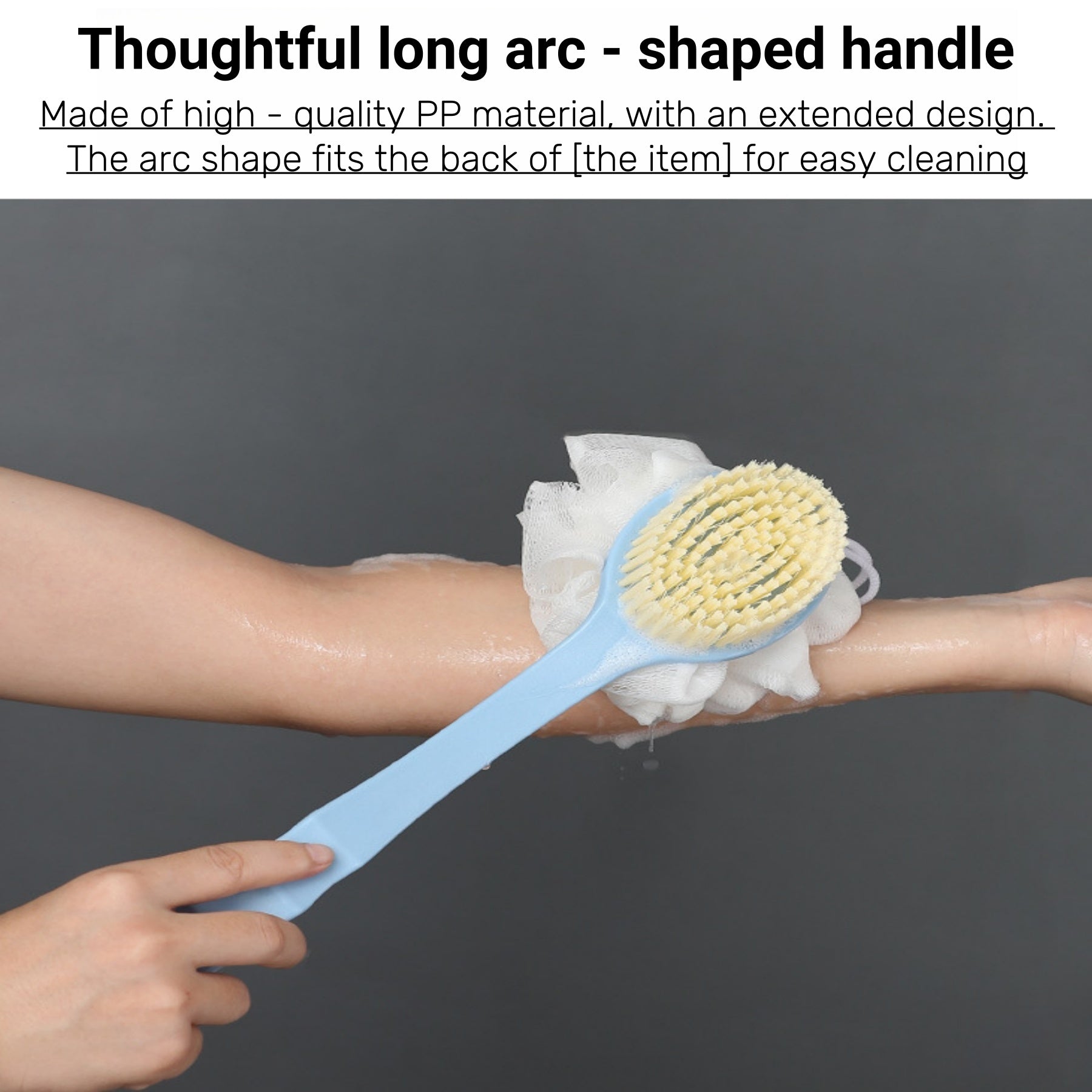 Long - Handled Soft - Bristle Bath Scrubber