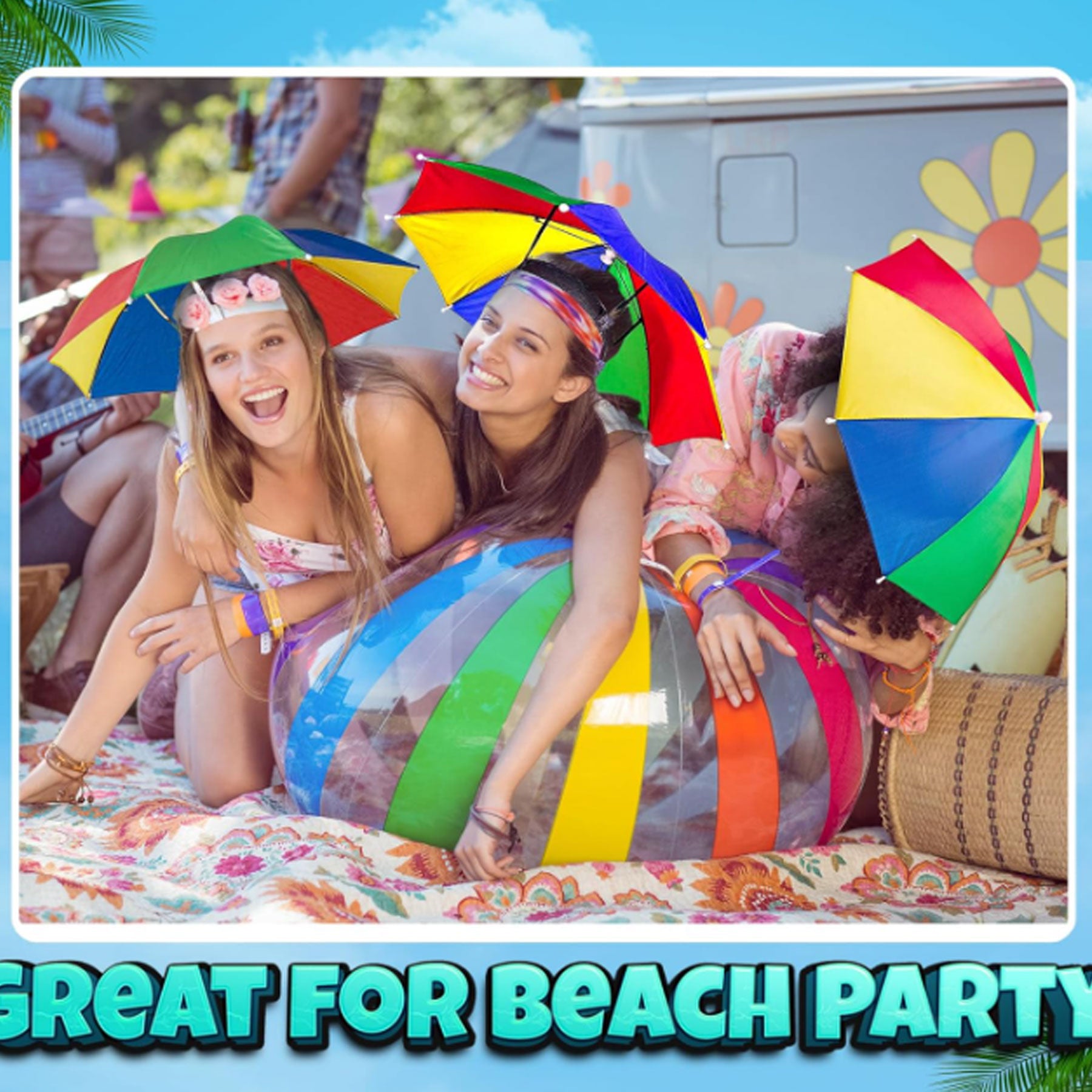 Rainbow Colorful Beach Party Hats