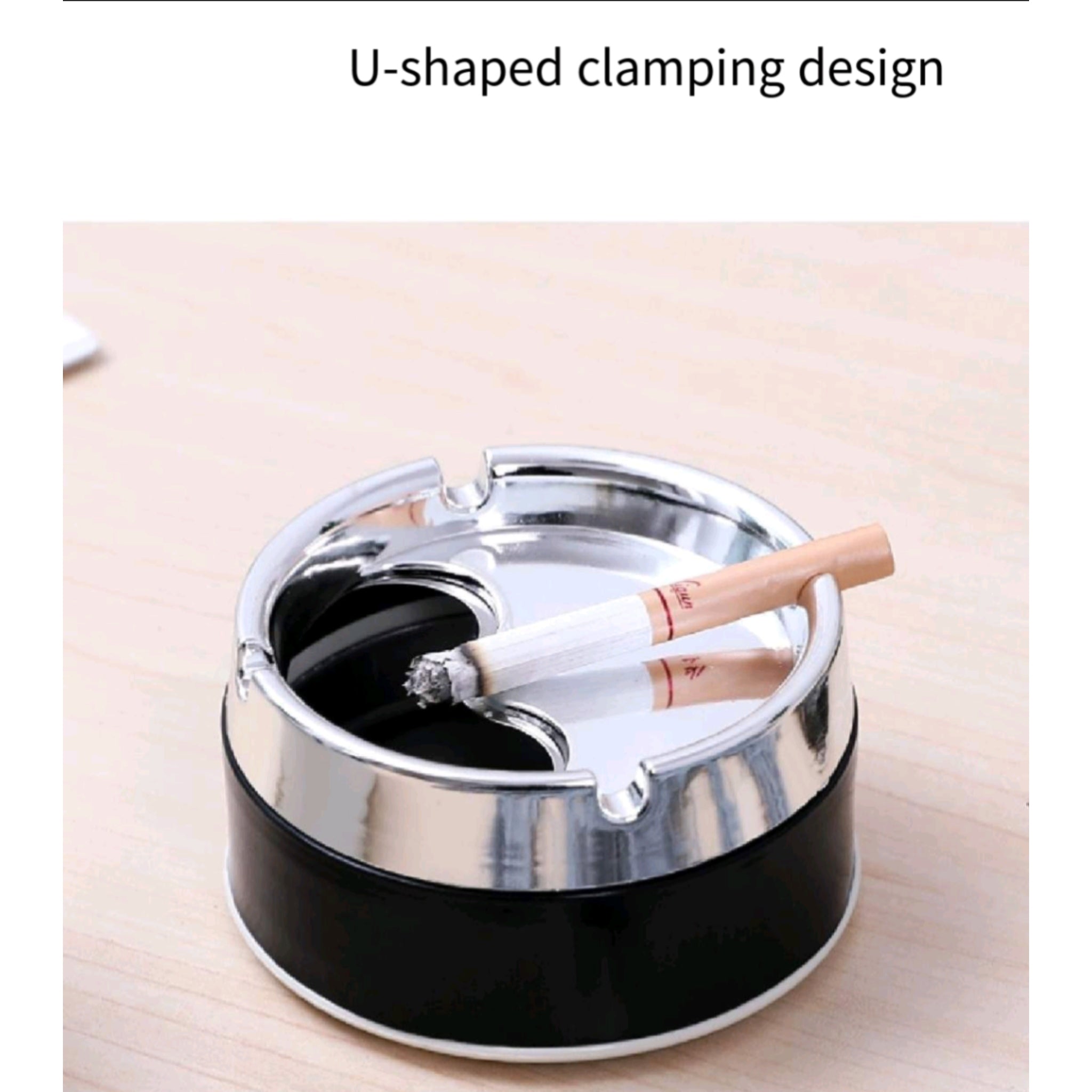 Stainless Ashtray Sealed Windproof Rotating HeavyDuty Indoor