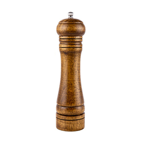 8in Oak Pepper Grinder with Adjustable Coarseness