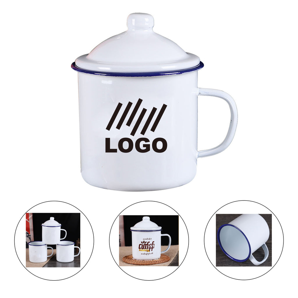 12 Oz Classical Enamel Mug With Lid