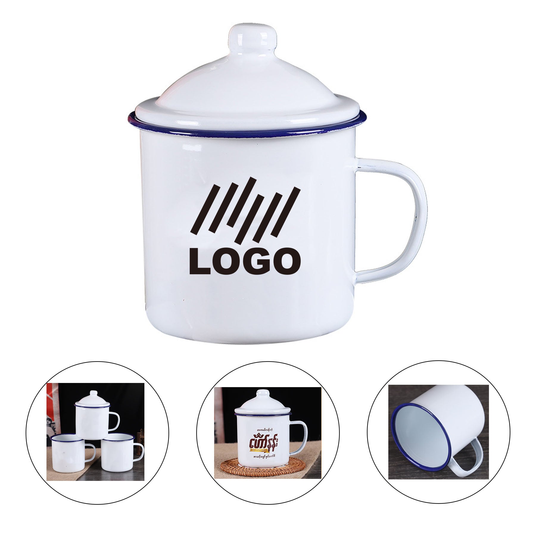 12 Oz Classical Enamel Mug With Lid