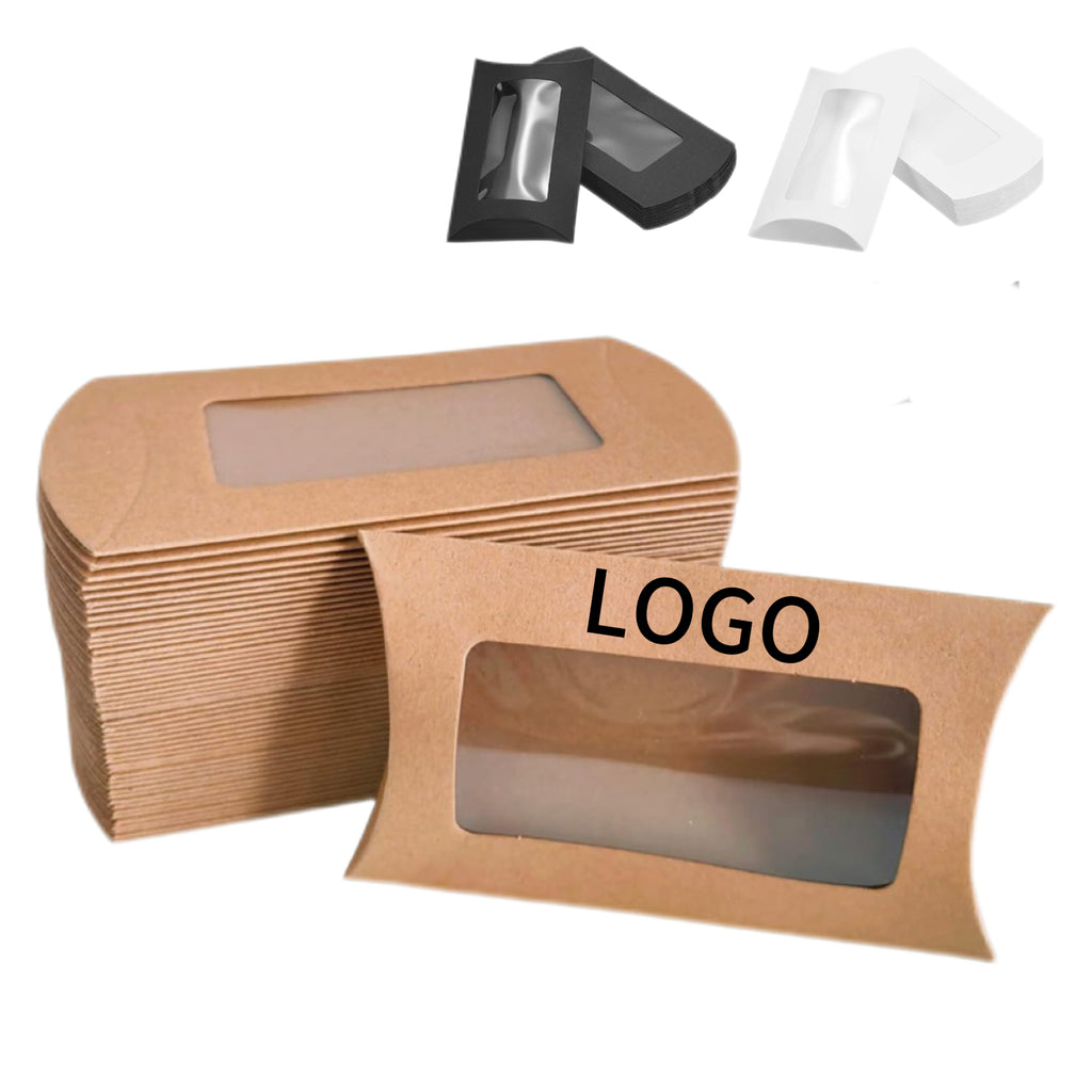 White Pillow Gift Boxes With Clear Window