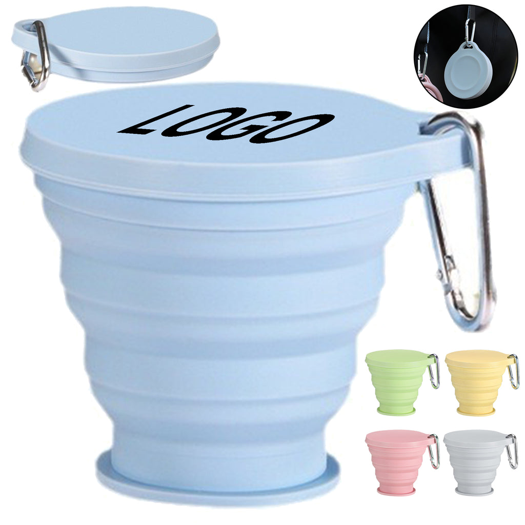 Silicone Collapsible Carabiner Cup with Lid