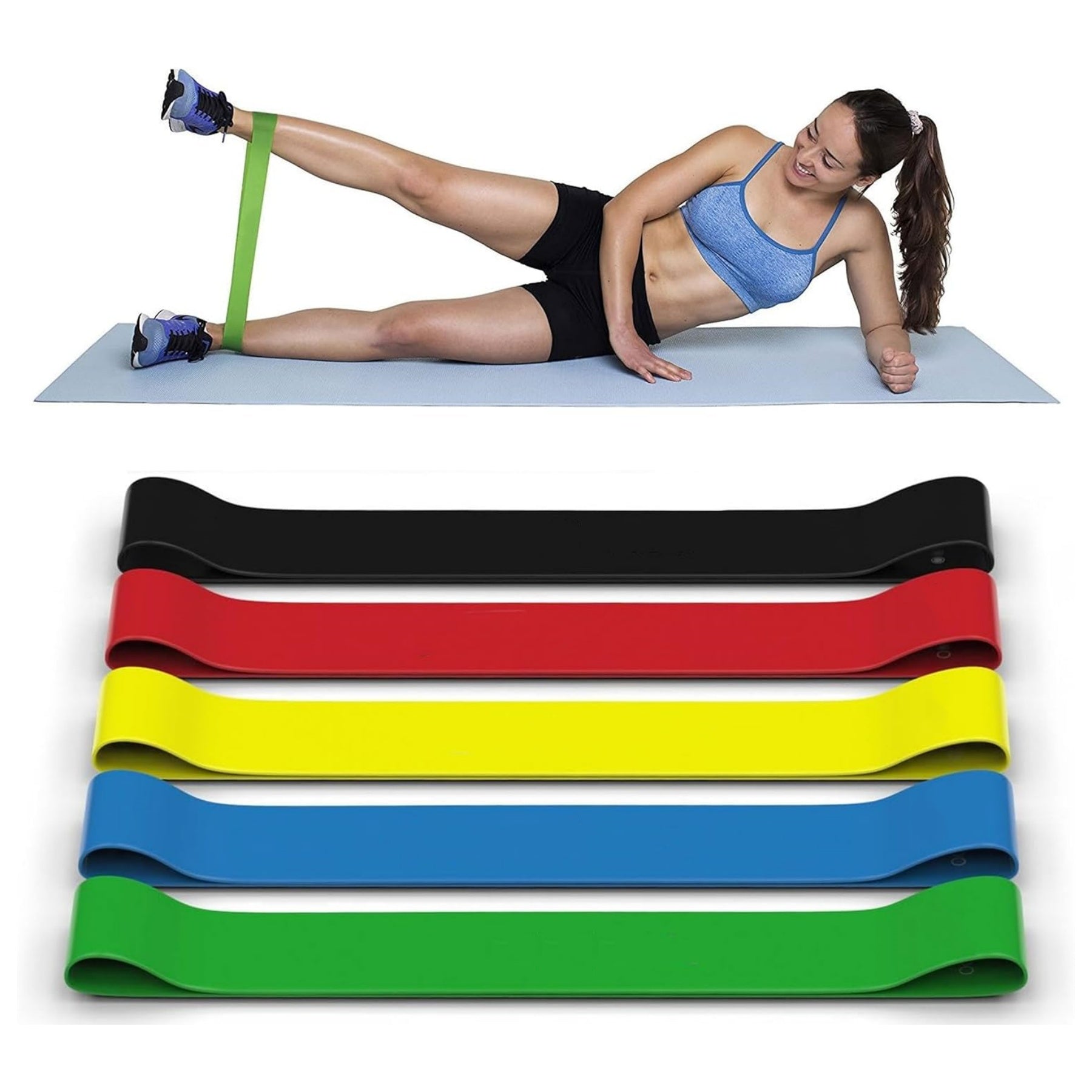 5 In 1 Exercise Loop Latex Elastic Resistance Band Set