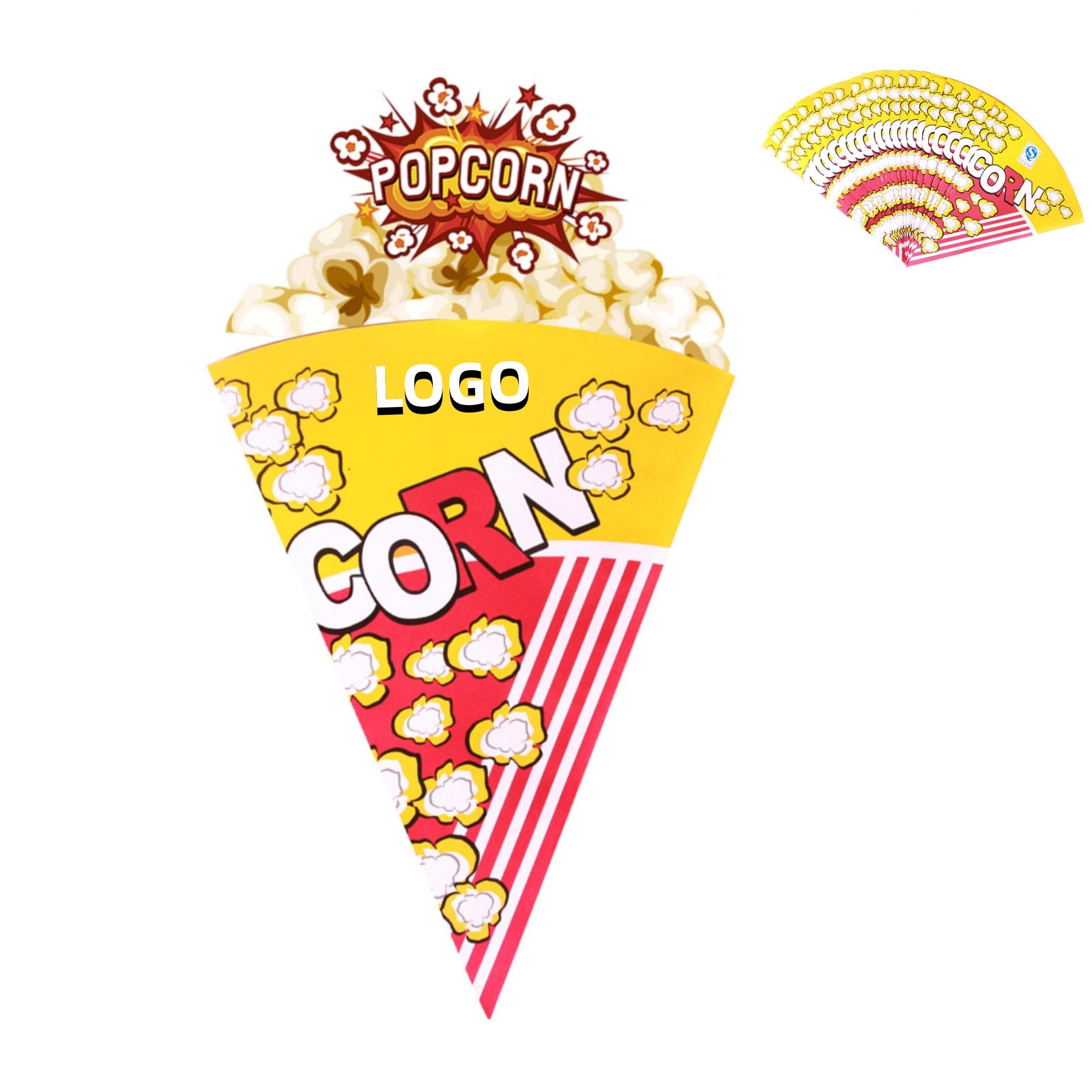 Hand-Held Triangular Conical Popcorn Paper Cup Tube