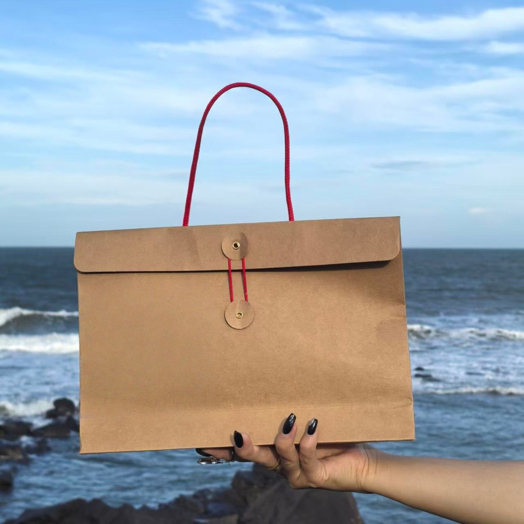 Kraft Paper Gift Packing Tote Bag For Room Temperature