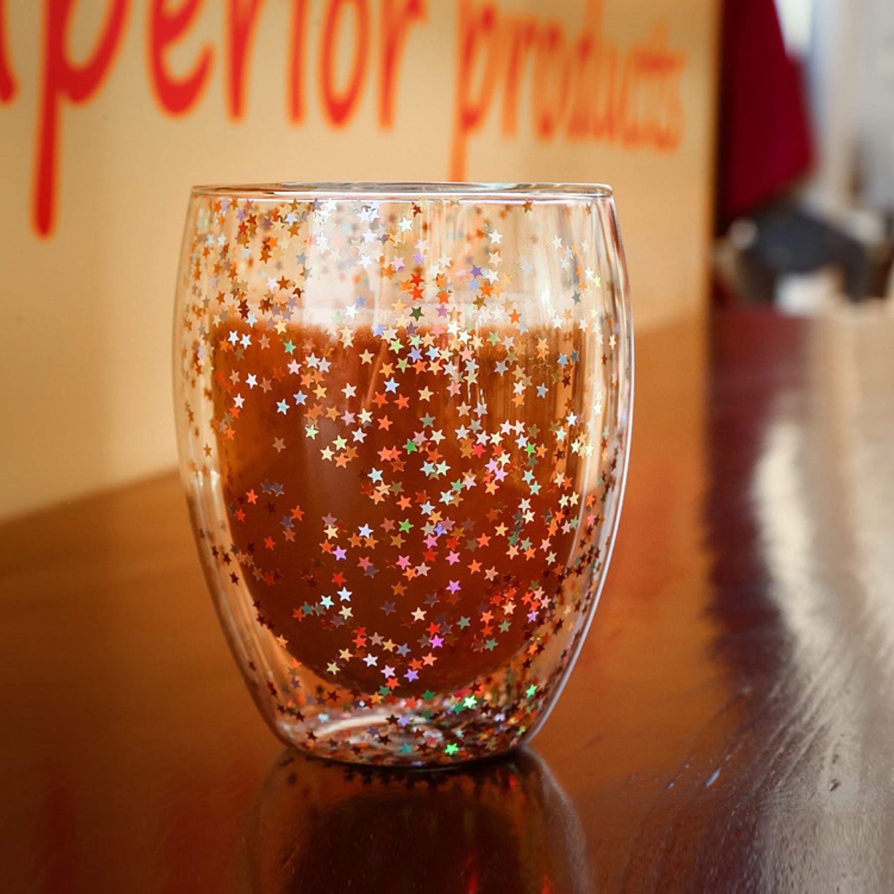 Double Layered Starry Sky Anti Scalding Glass Cup