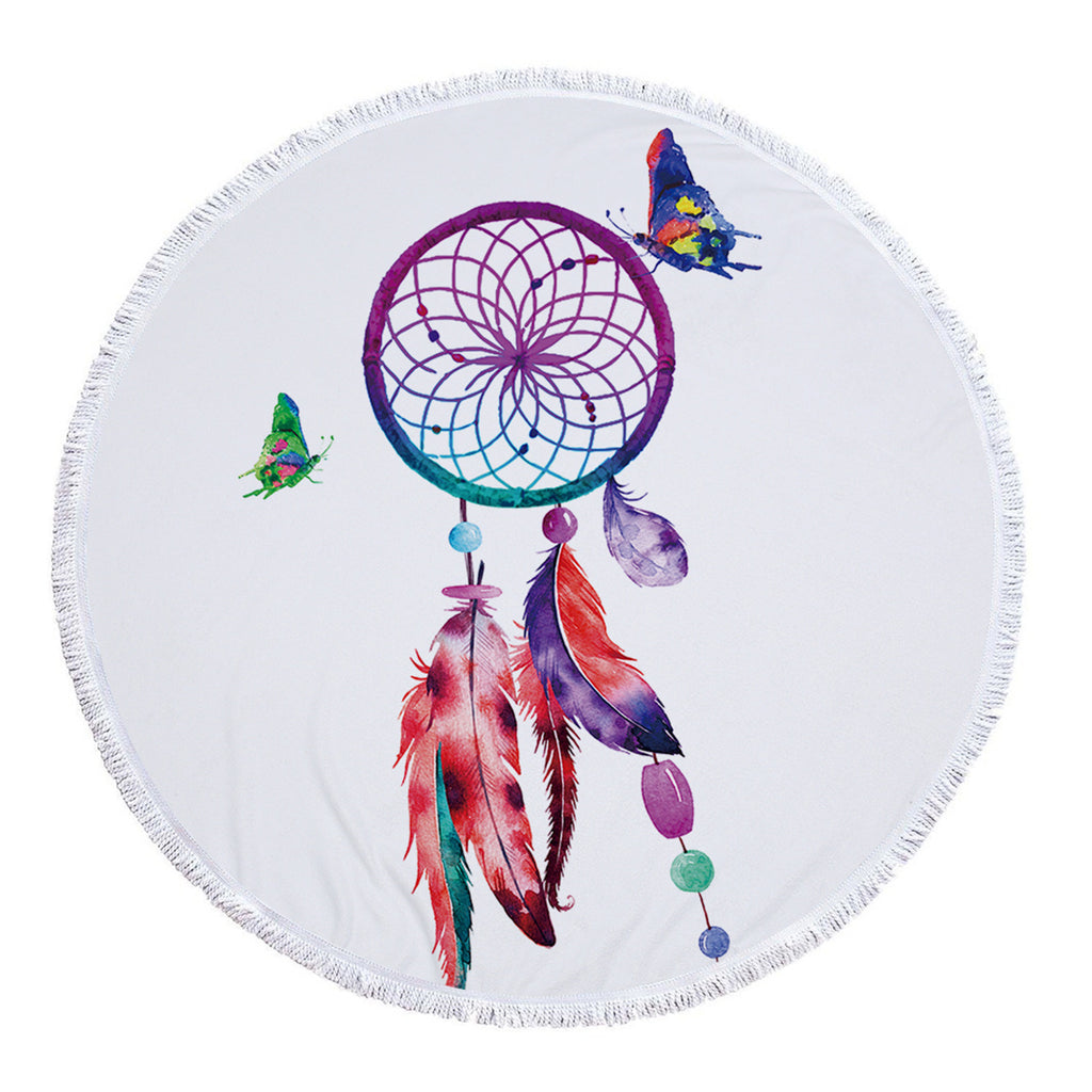 Dreamcatcher Printing Round Beach Towel With Tassels