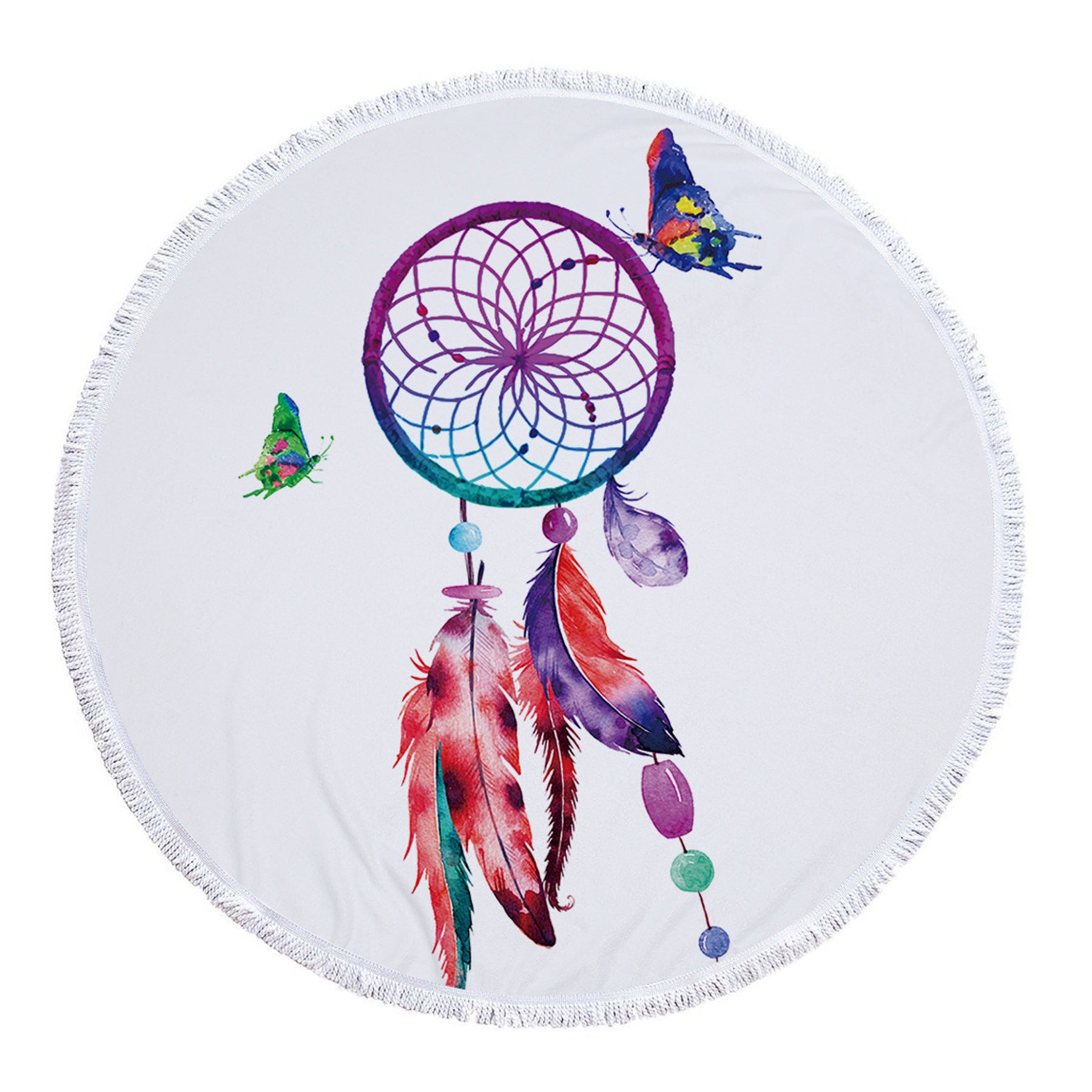 Dreamcatcher Printing Round Beach Towel With Tassels
