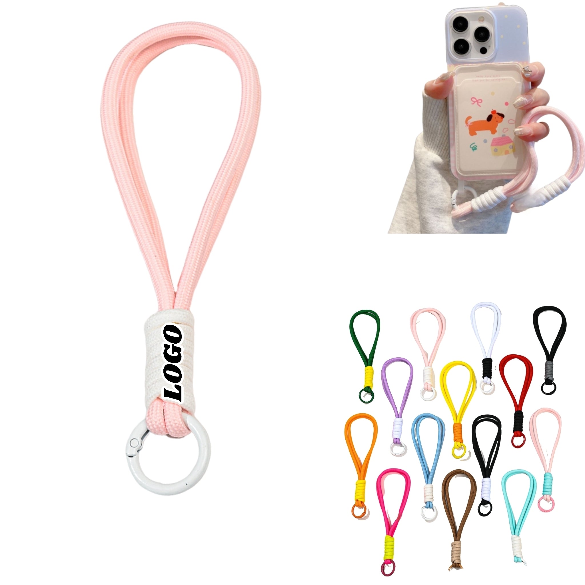 Two Tone Woven Lanyard Phone Keychain & Cup Use For Daily