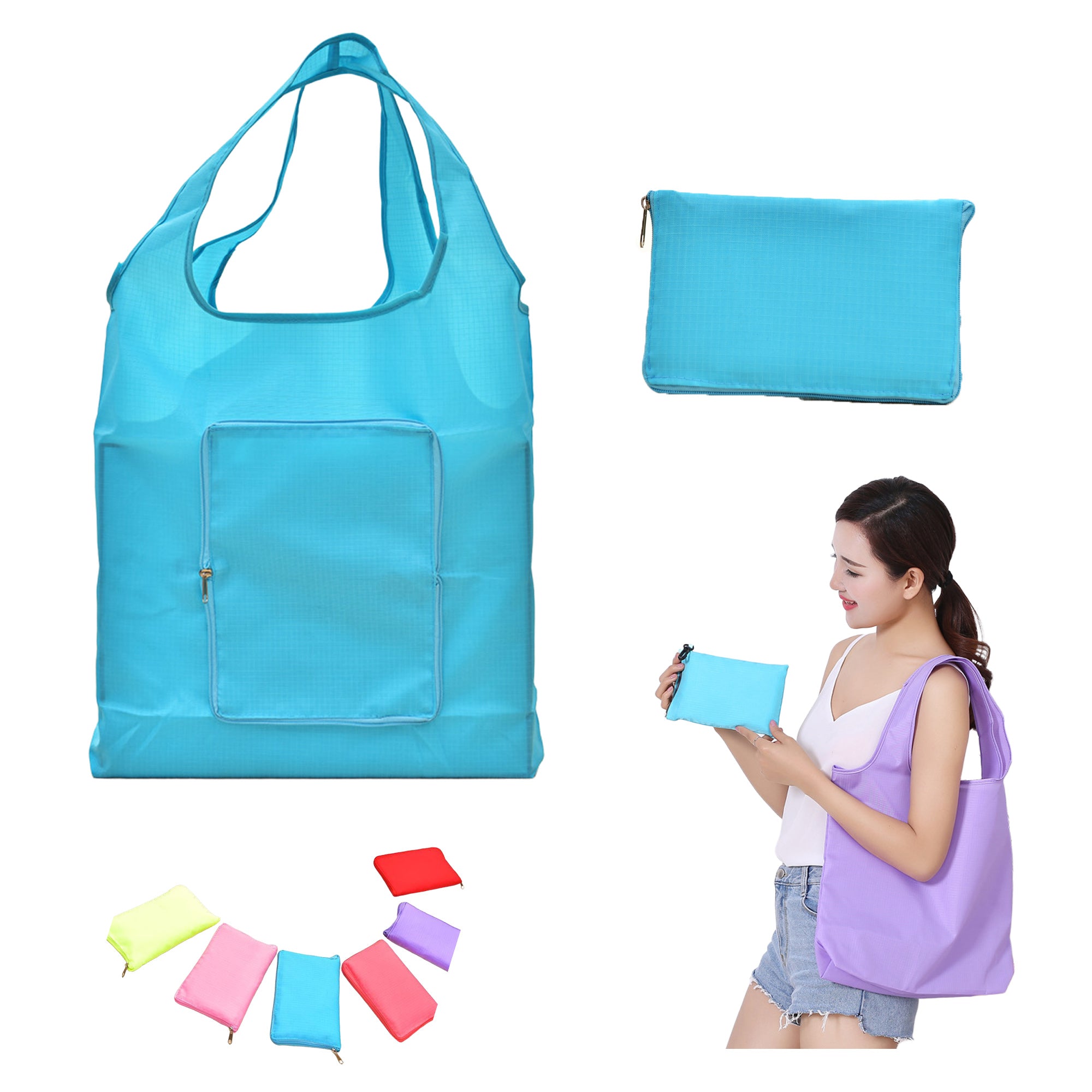 Zippered Oxford Water-Resistant Shopping Bag