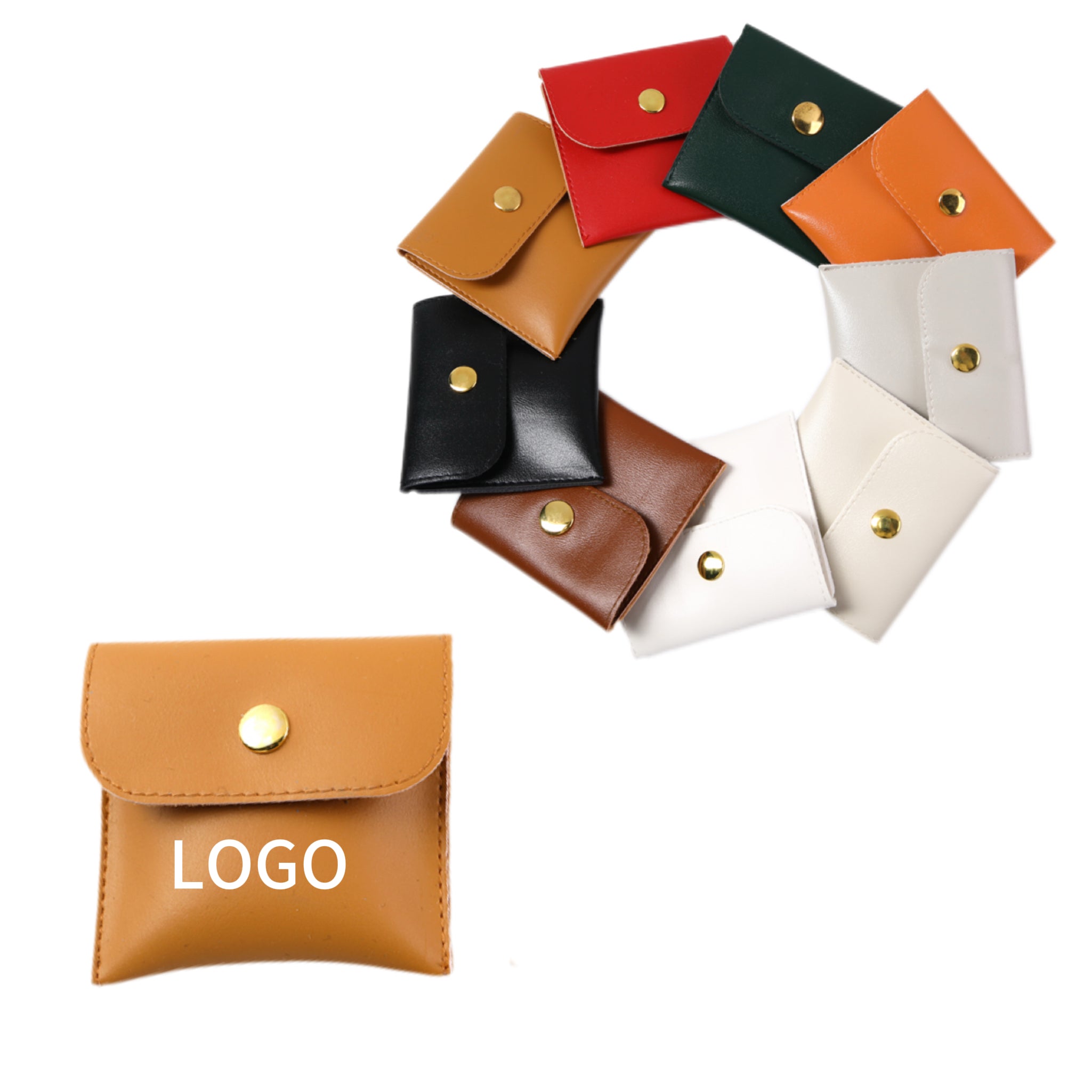 PU Leather Snap Button Jewelry Storage Pouch