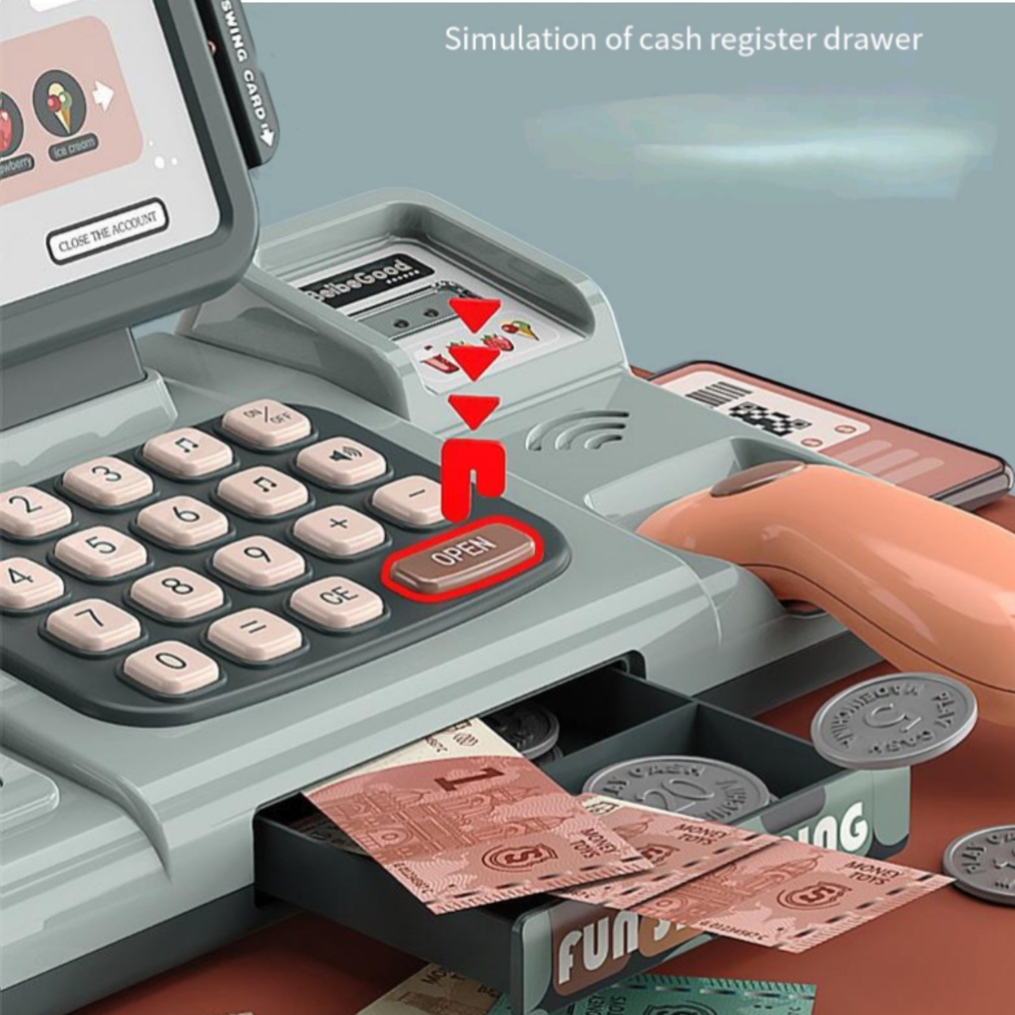 Kids Pretend Cash Reg Supermarket Toy Educ Birthday Gift