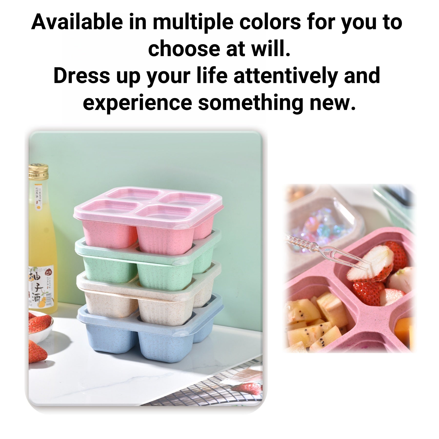 Transparent Four - Compartment Wheat Straw Food Container