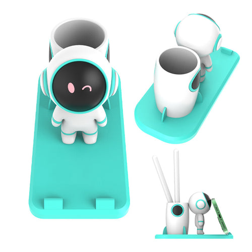 2-In-1 Pvc Astronaut Pen Holder With Cellphone Stand