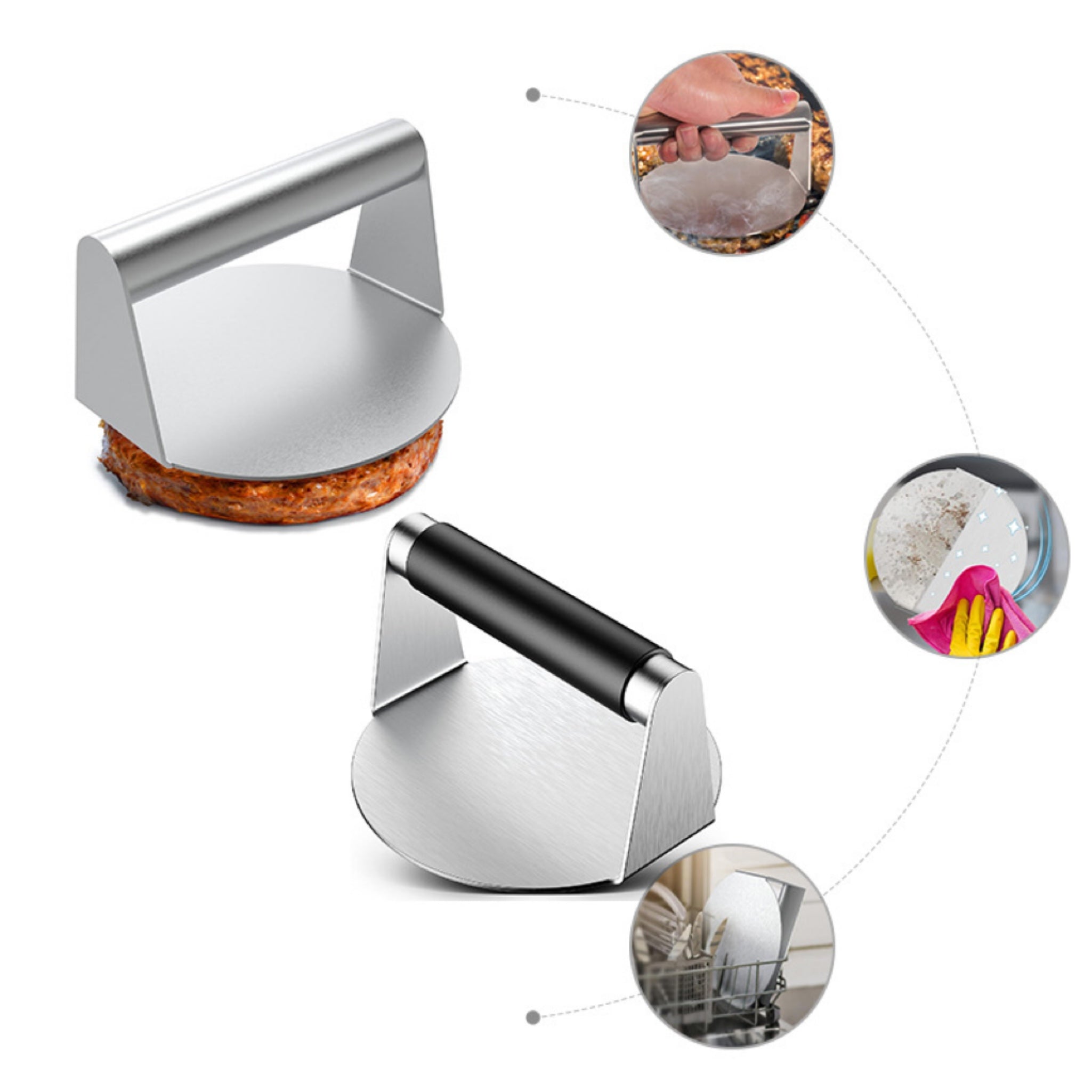 Round Stainless Steel Burger Press
