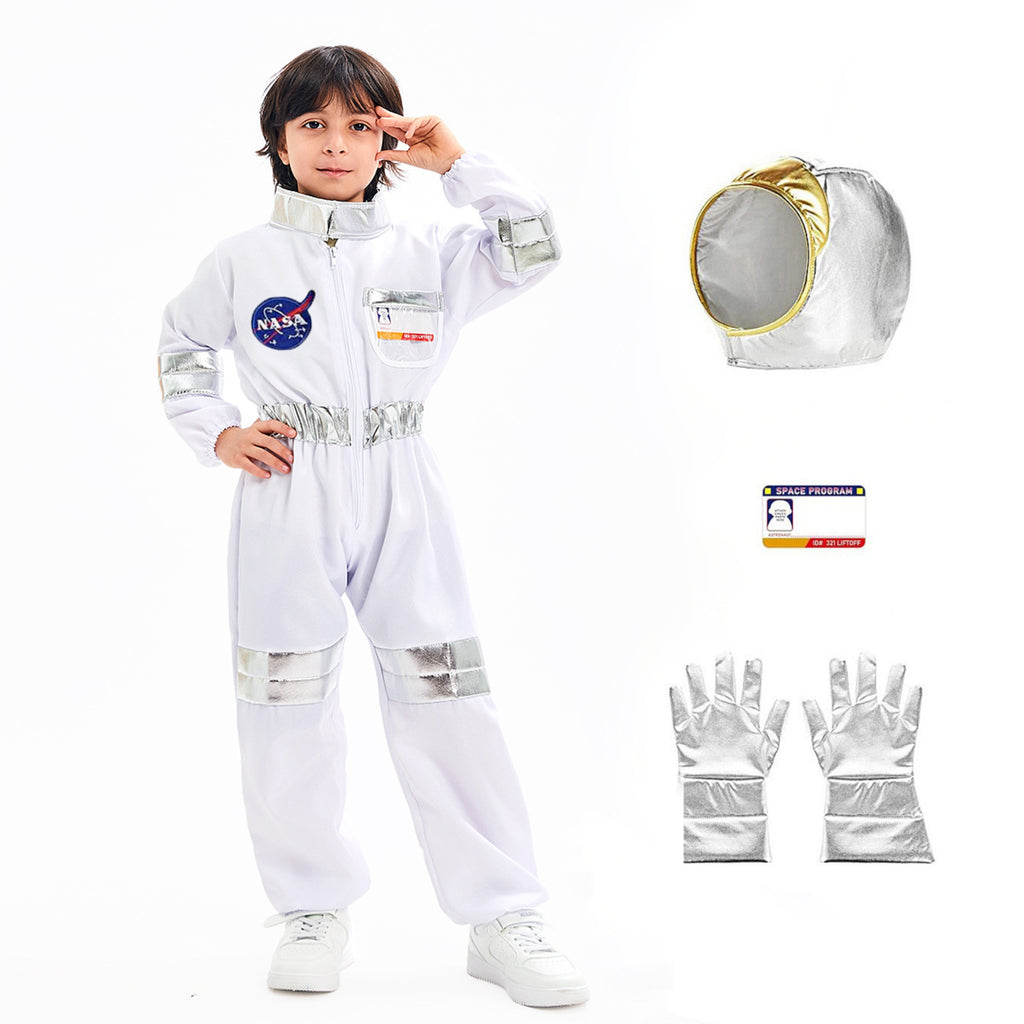 Kids Astronaut Costume Halloween NASA Suit Gloves Attached