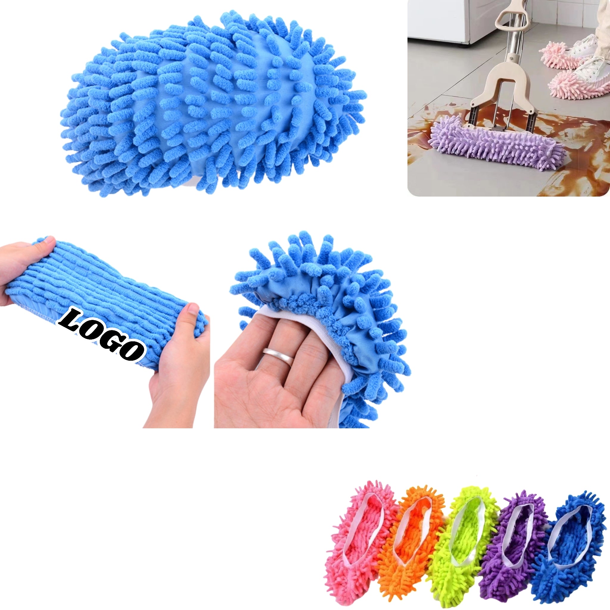 Machine Washable Chenille Mop Slippers House Cleaning