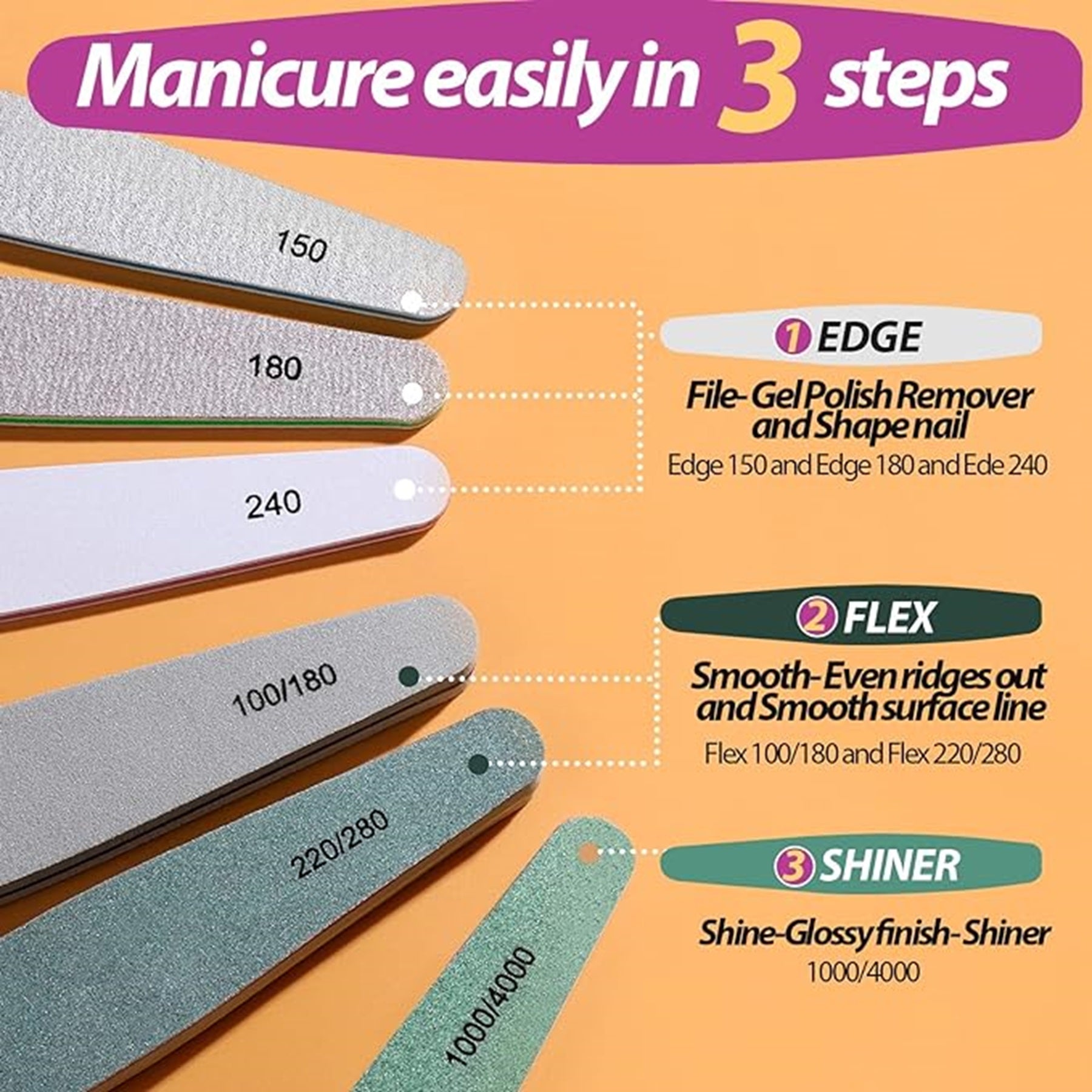 Double Sides Sponge Nail File And Buffers Of 6 pcs