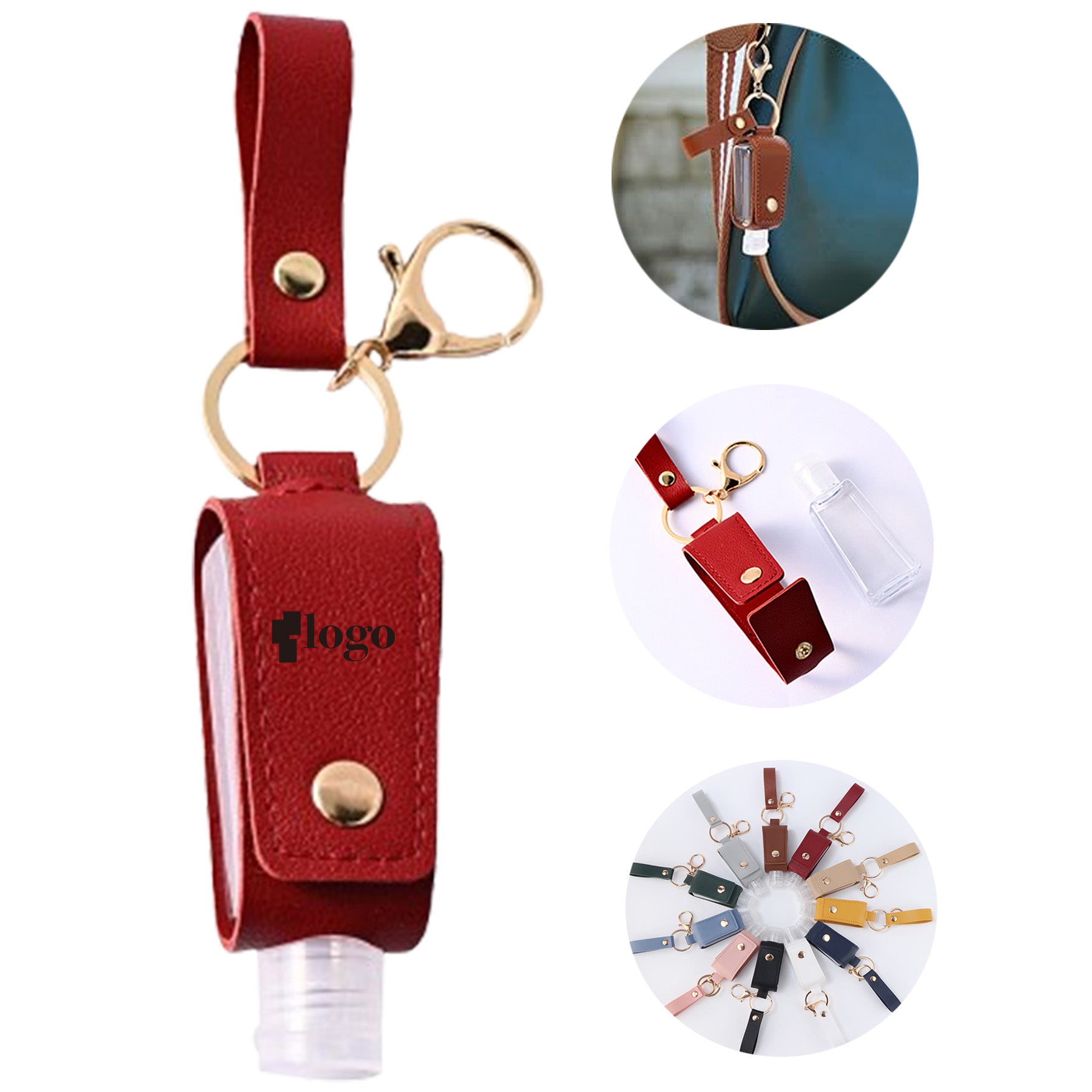 PU Leather Portable Travel Bottle Keychain