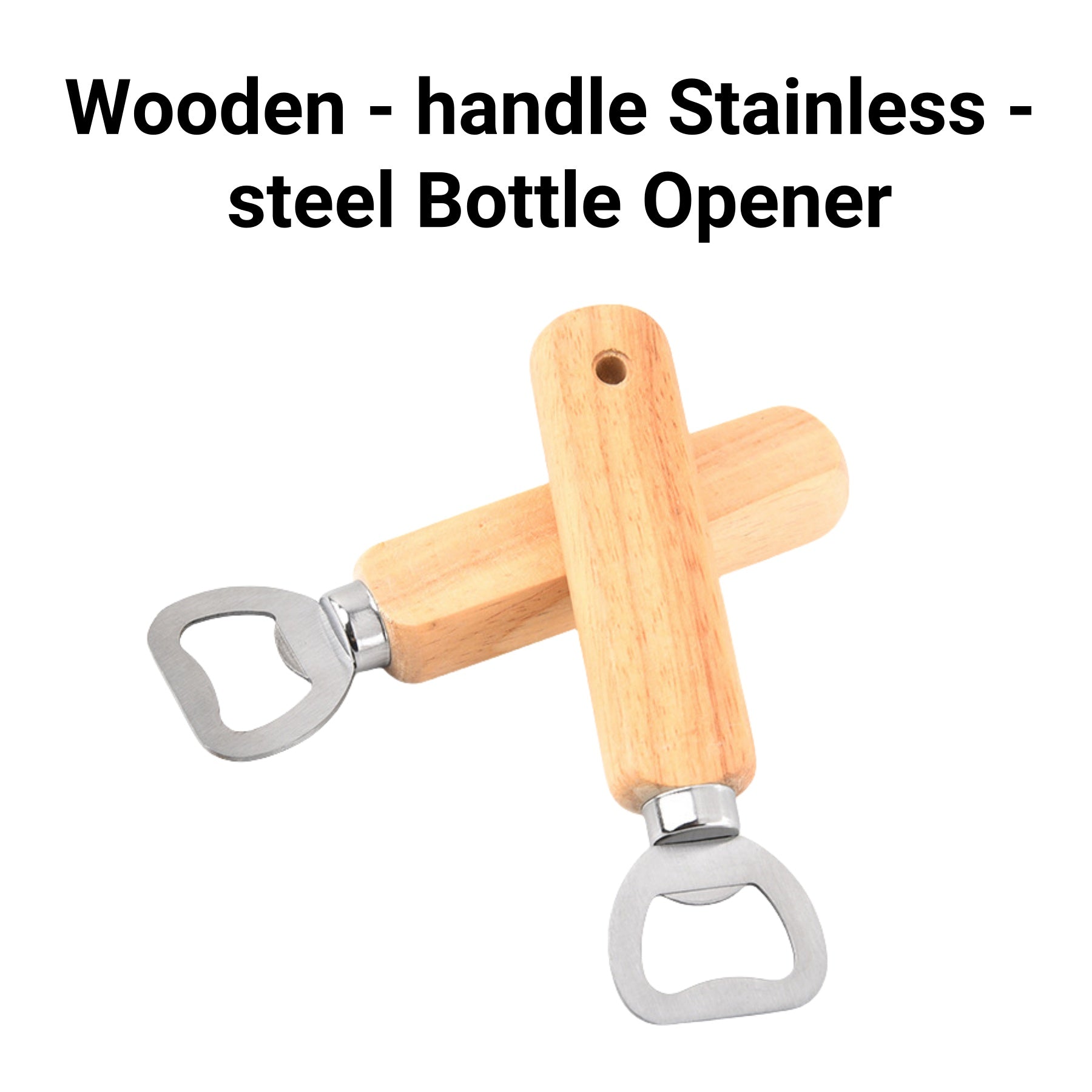 Simple Wooden - Handle Stainless - Steel Bottle Opener