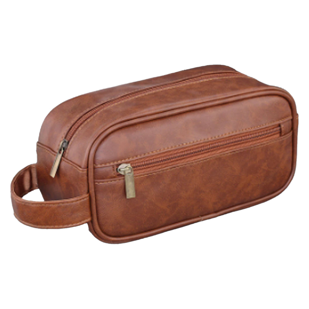 PU Leather Toiletry Bag Wash Bag with Zipper Compartment