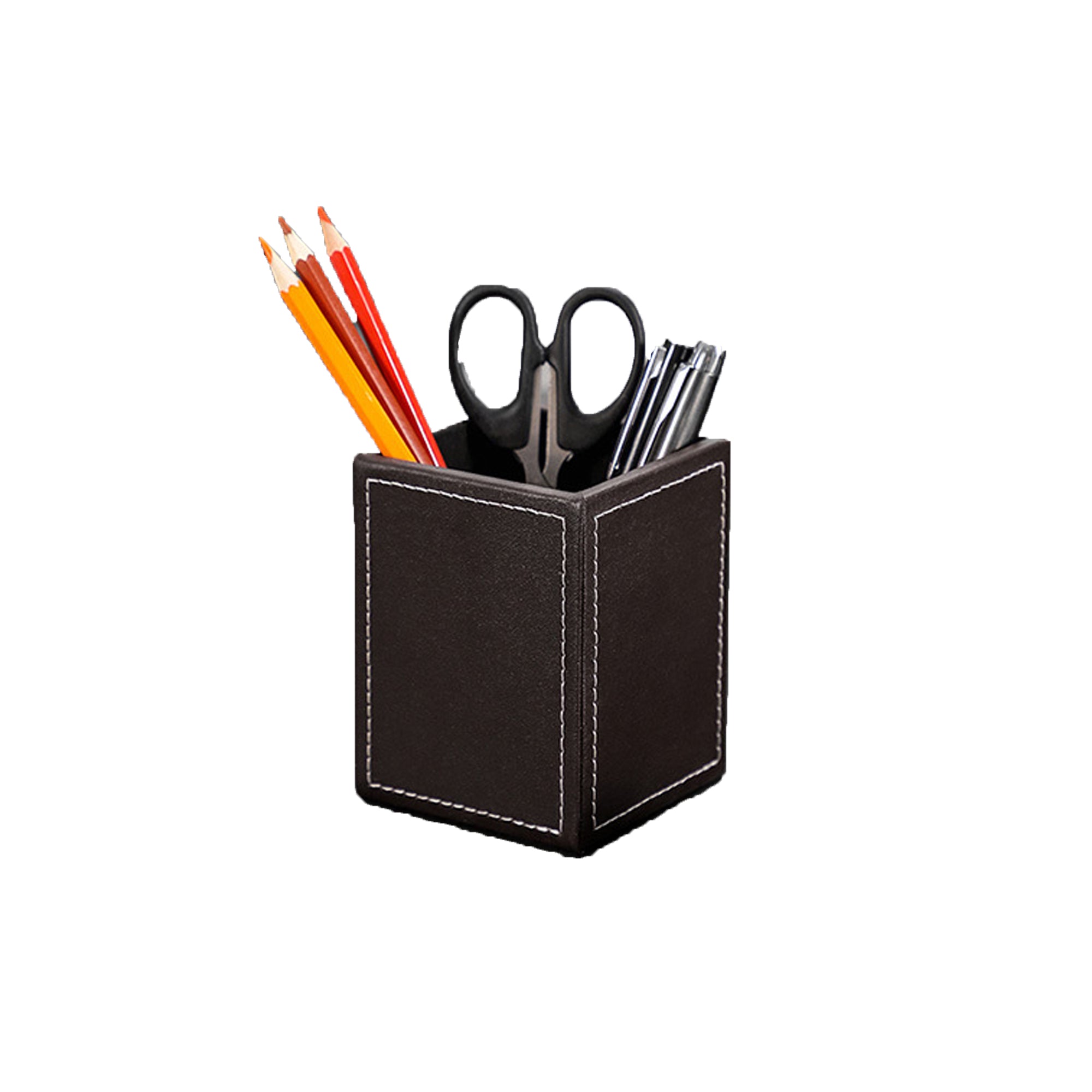 PU Leather Square Pens Pencils Holder
