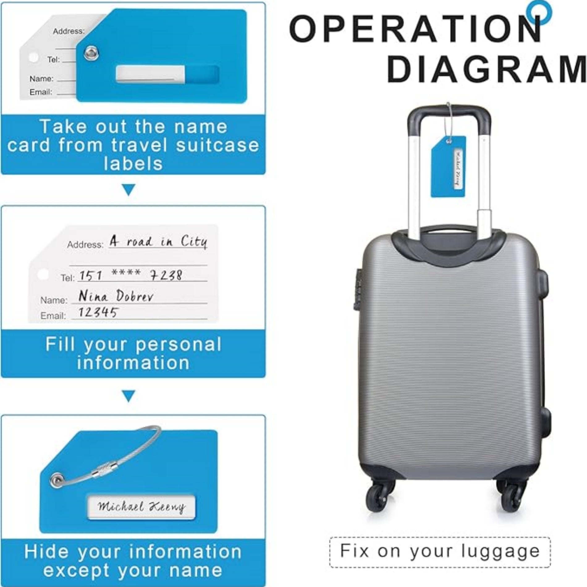 Silicone Suitcase Tags Luggage Travel Labels Name Id Card