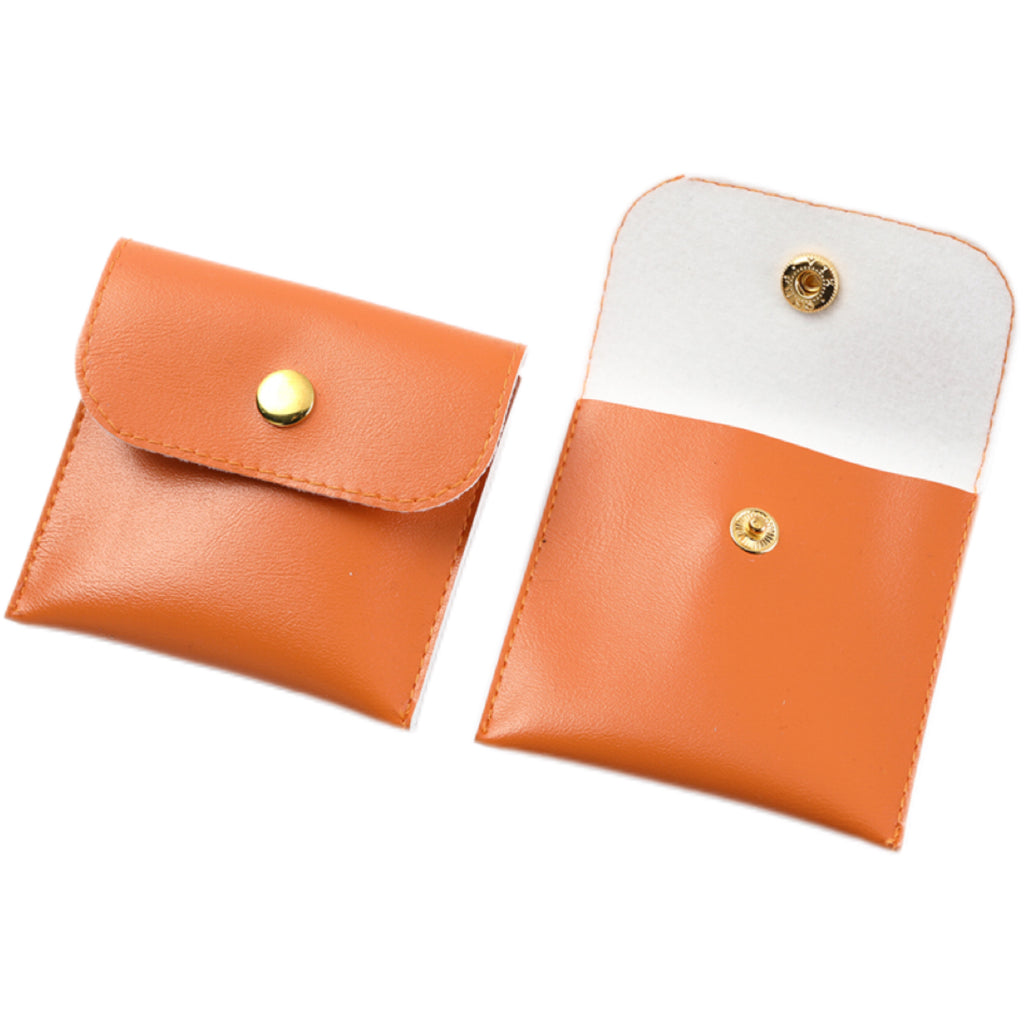 PU Leather Snap Button Jewelry Storage Pouch