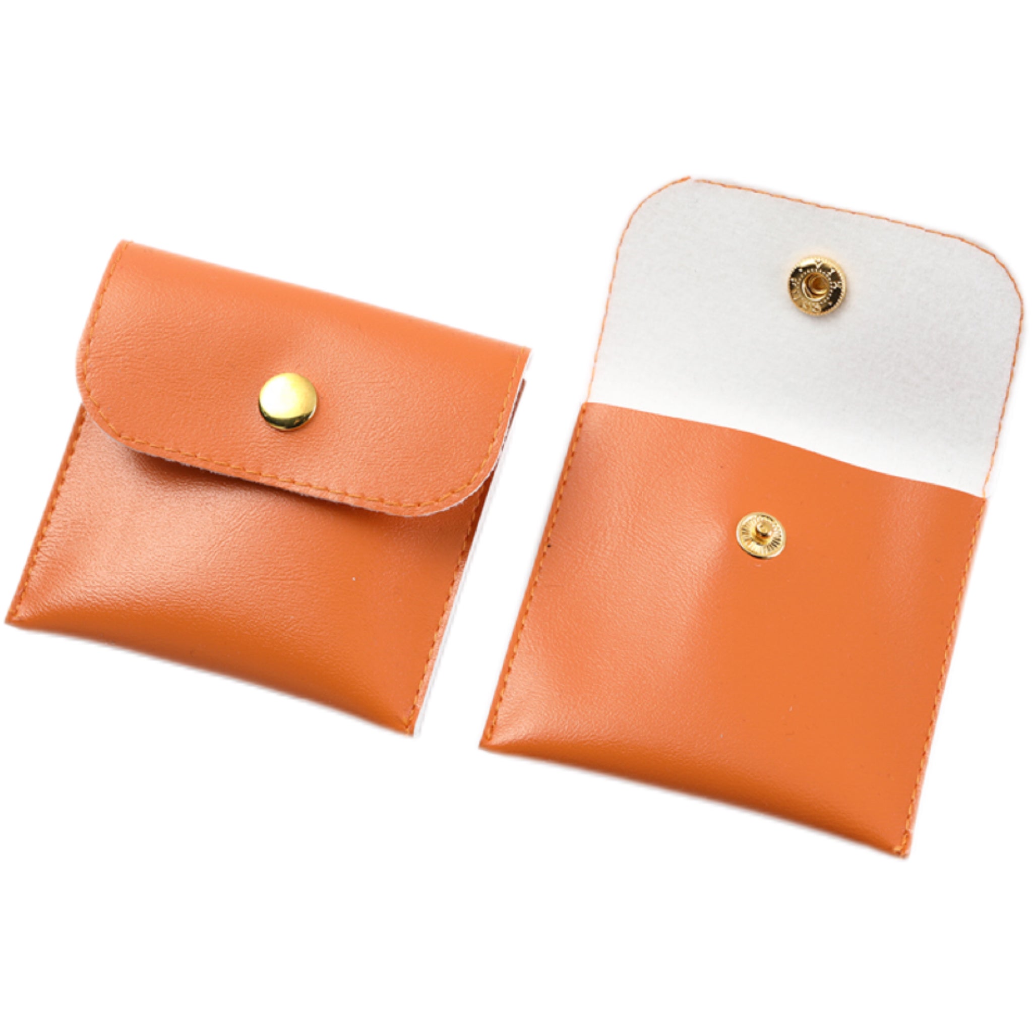 PU Leather Snap Button Jewelry Storage Pouch