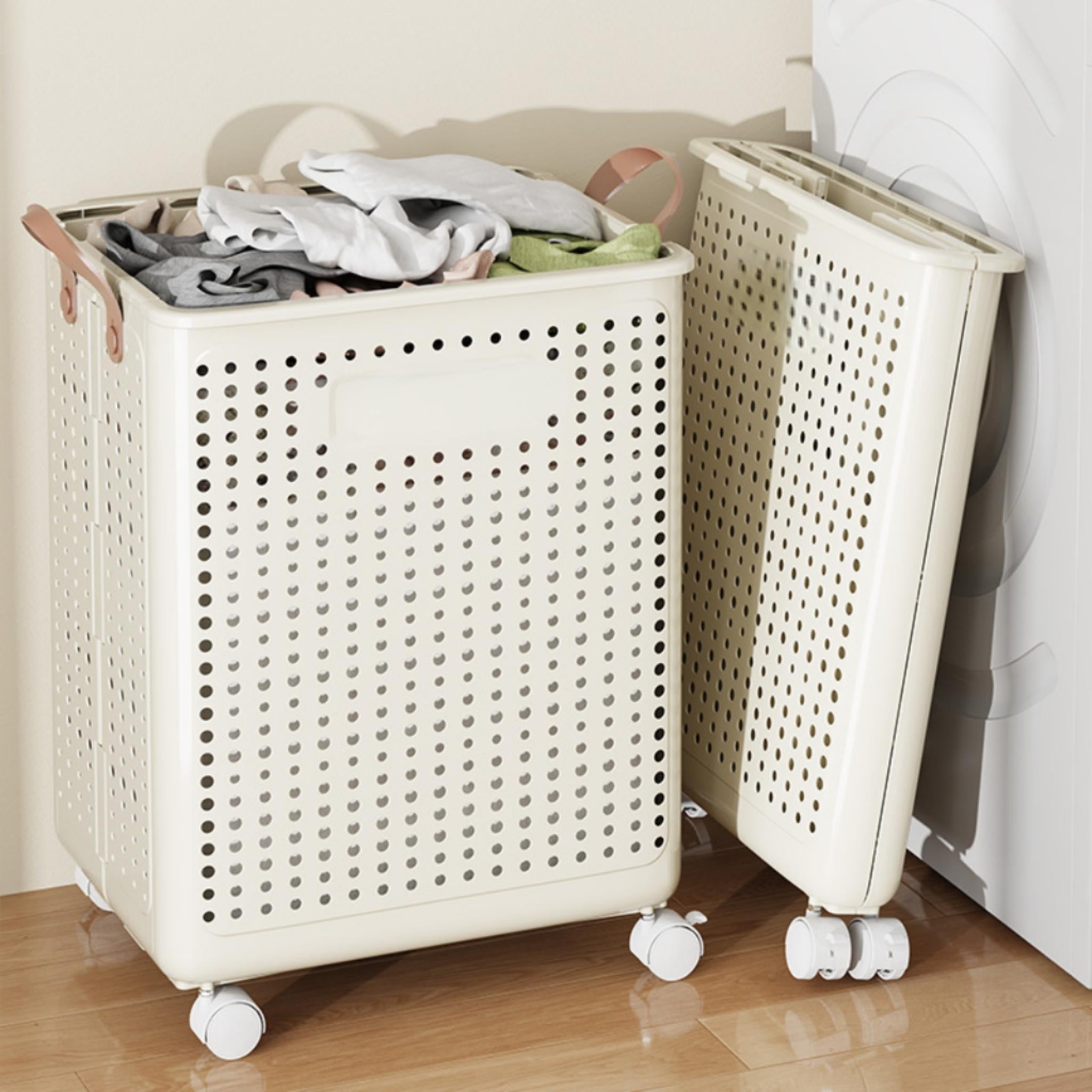 Foldable PP Laundry Basket with Wheels