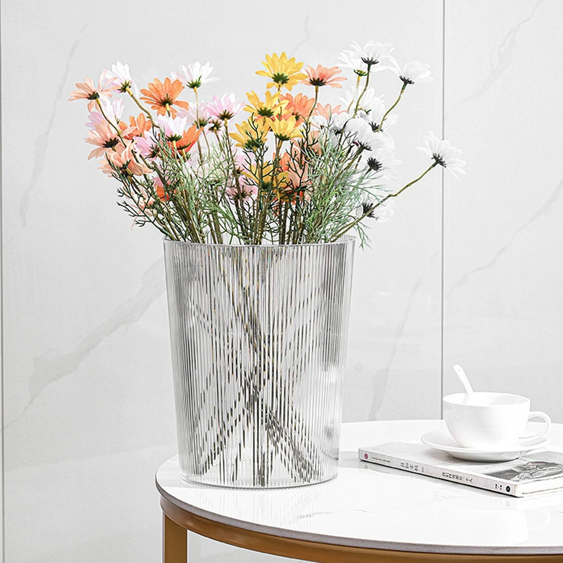 Transparent Striped Trash Cans