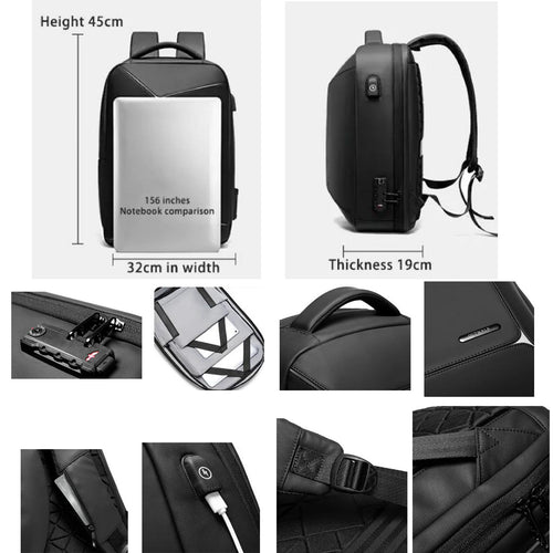 Business Travel Suitcase Laptop Backpack With Usb