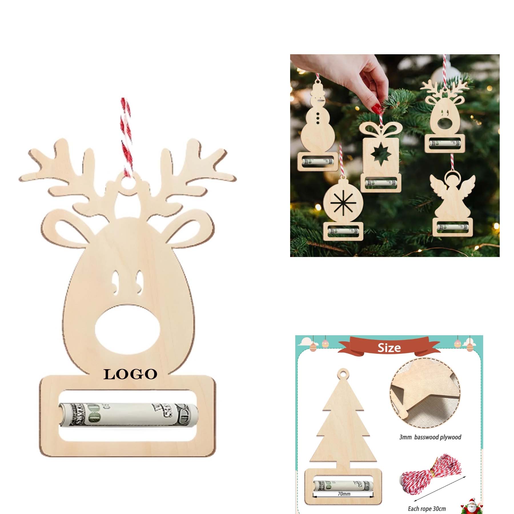 Wooden Christmas Tree Decoration Pendant