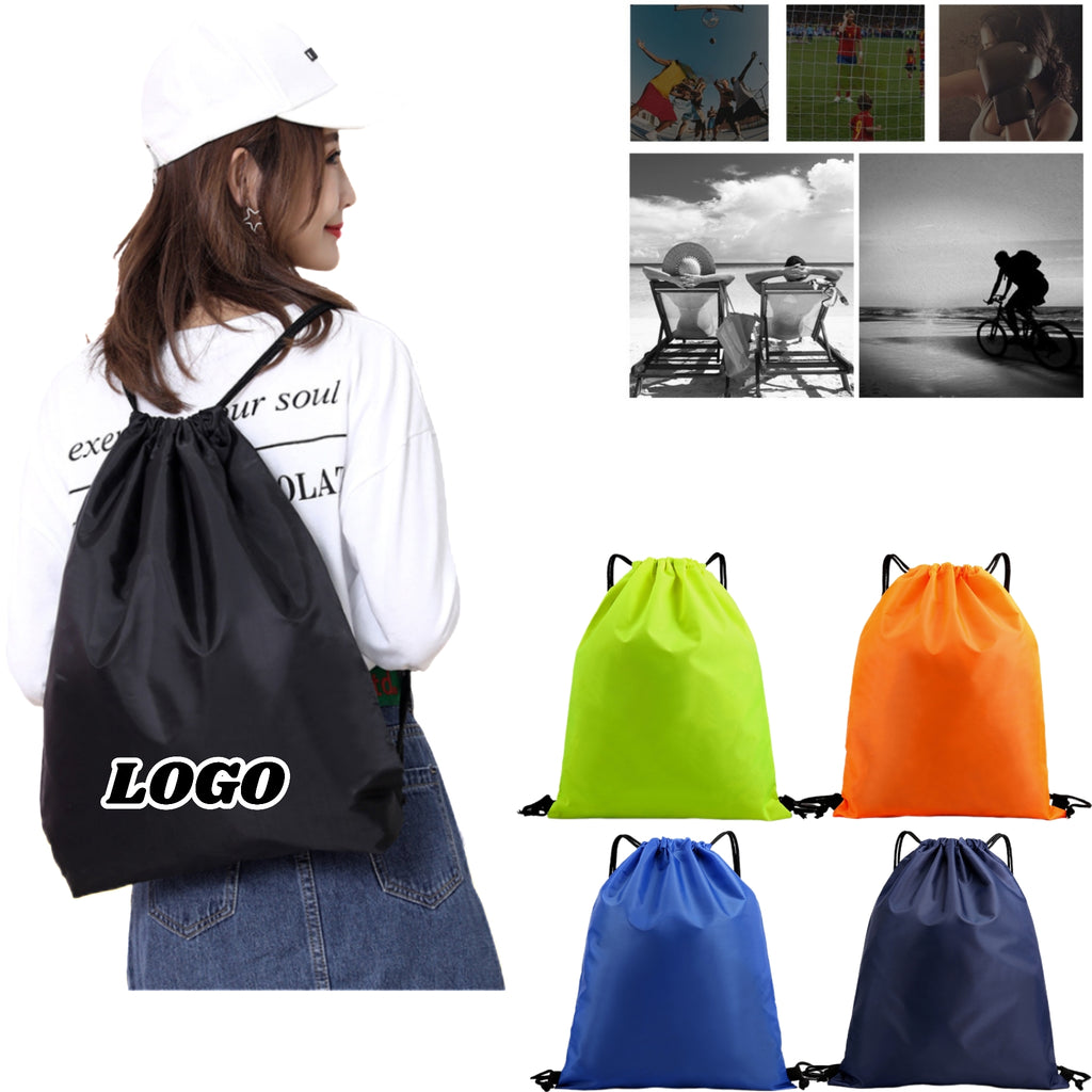 Oxford Fabric Drawstring Backpack With Toggle Closure